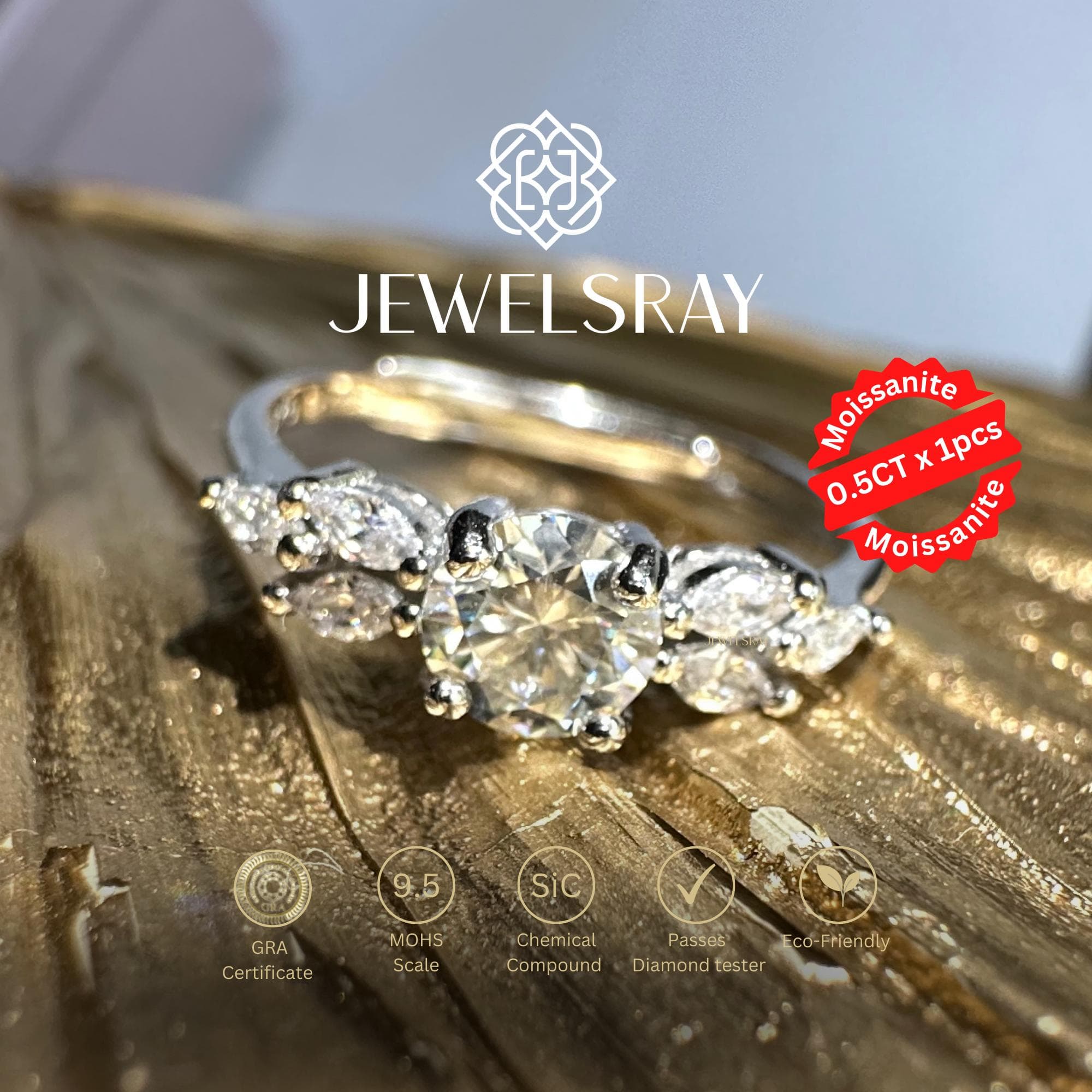 Cincin Kawin Montana Moissanite Ring Adjustable Diamond Look Lamaran