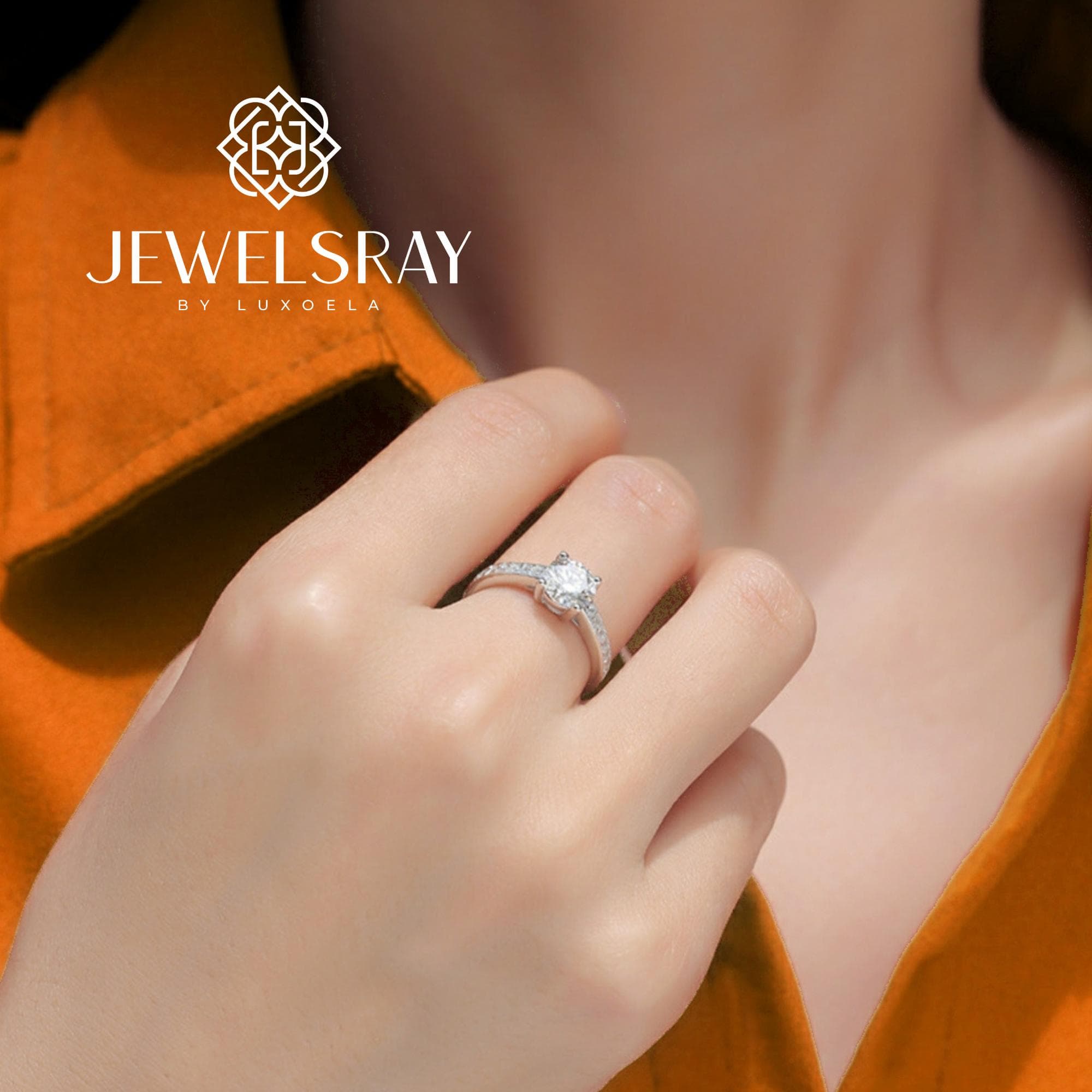 Cincin Kawin Electa Moissanite Ring Adjustable Diamond Look Lamaran