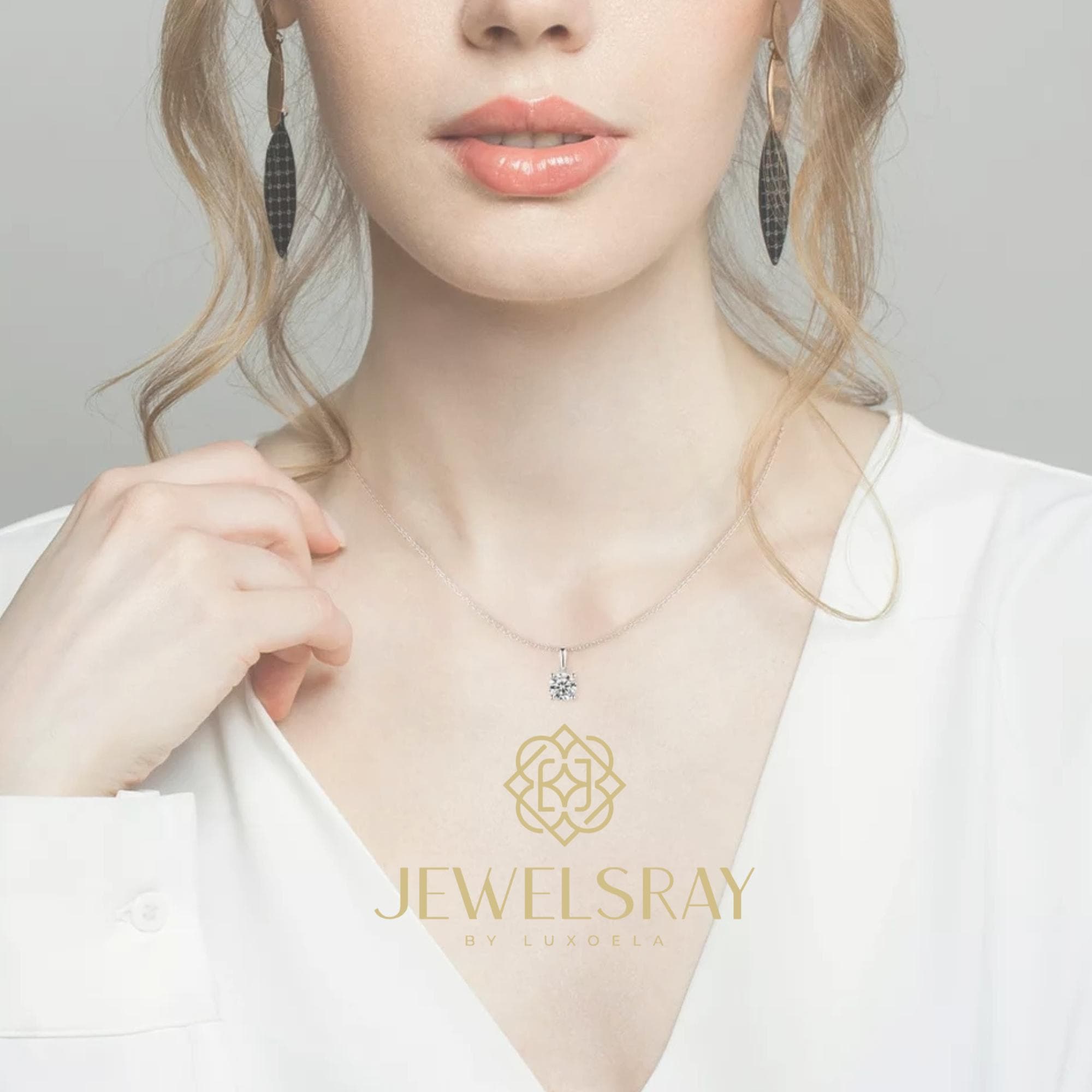 Blaine Necklace Moissanite Diamond Look Kalung Berlian Setting Perhiasan Jewellery Permata