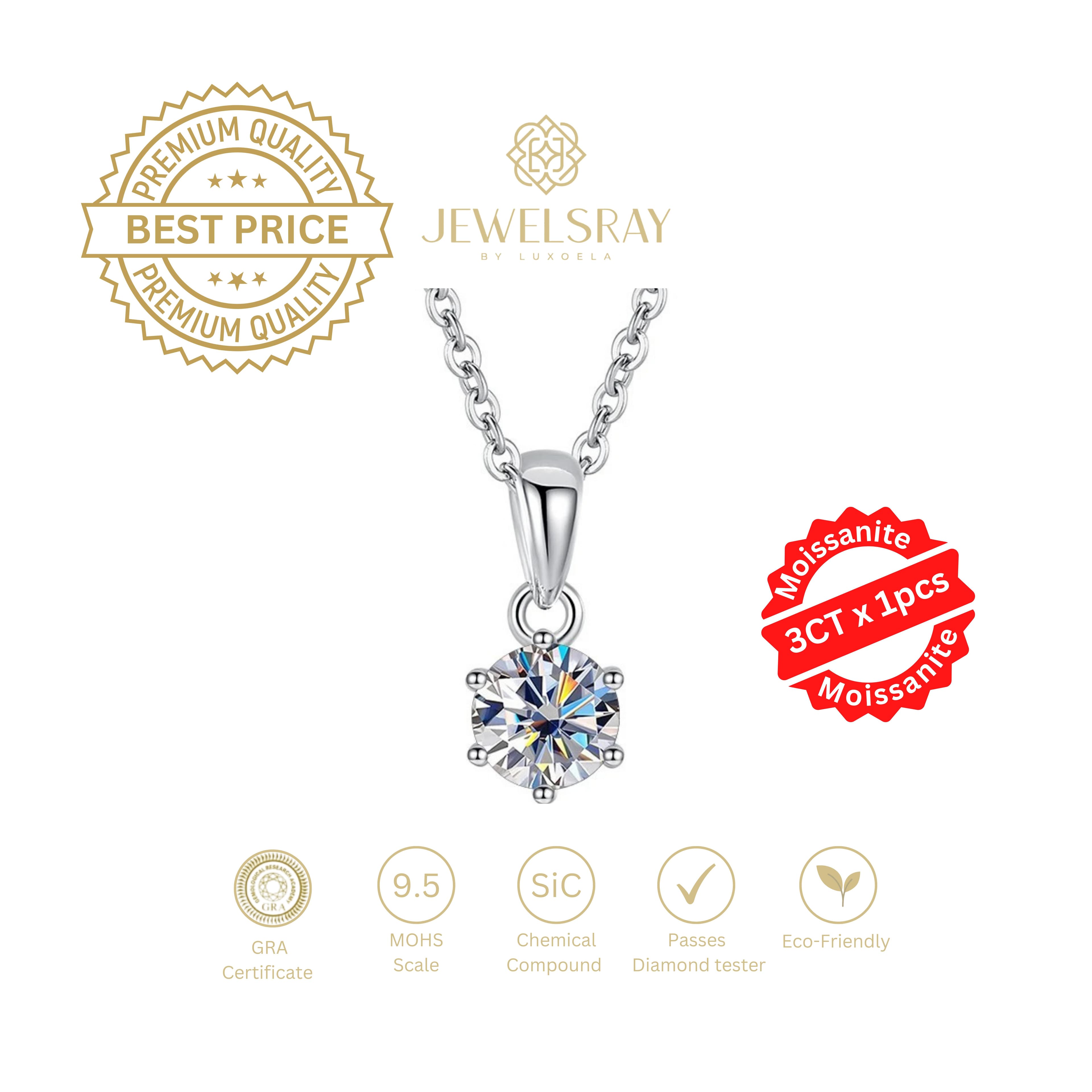 Eleanor Necklace Moissanite - Diamond Look Kalung Berlian Setting Gold