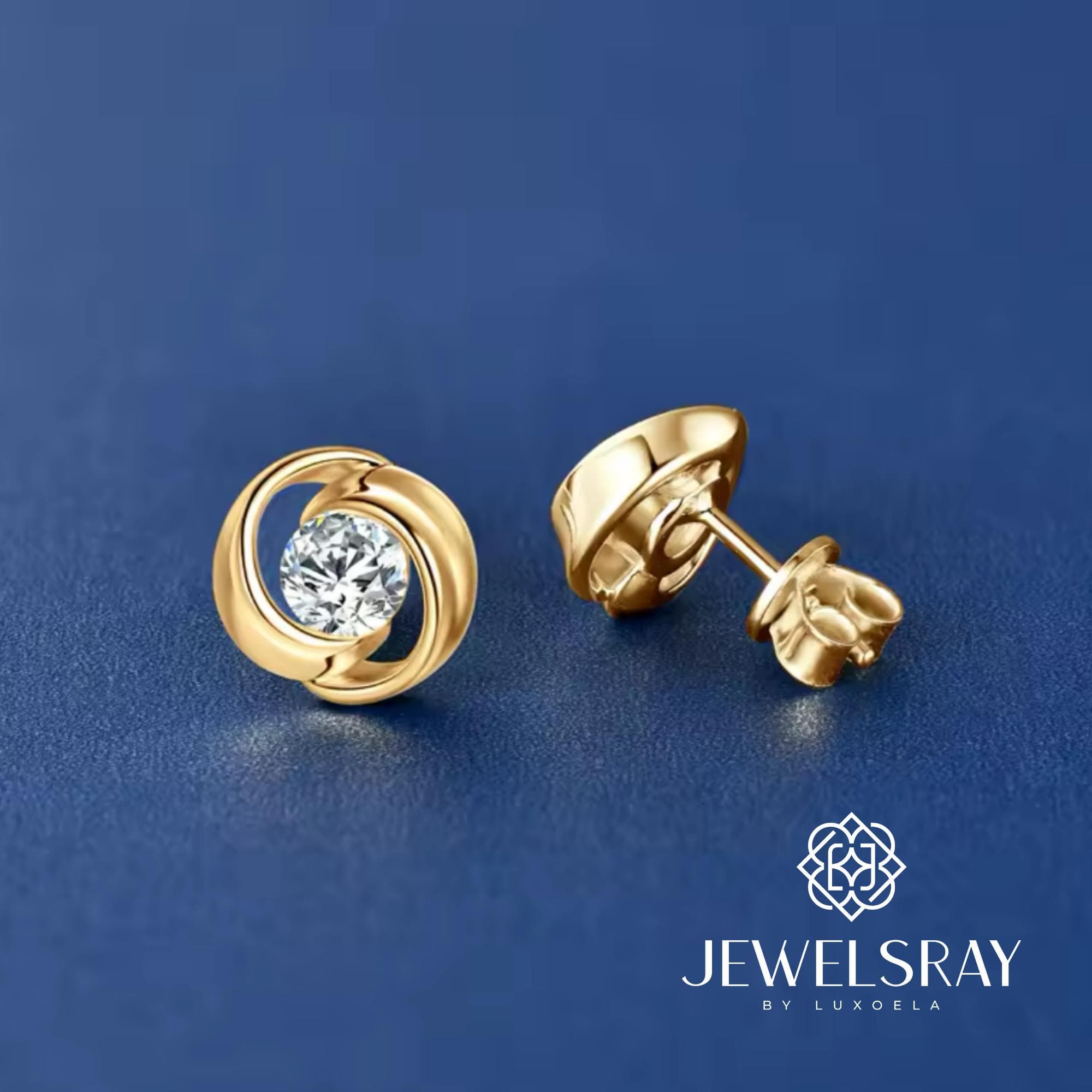 Anting Roscoe Moissanite Earrings 0.5 Carat Perhiasan Elegant Solitaire Fancy Diamond Look Jewelry Kawin Tunangan Wedding Engagement Lamaran Married Bridal Jewelsray Intan Permata Luxoela 0.5 Carat