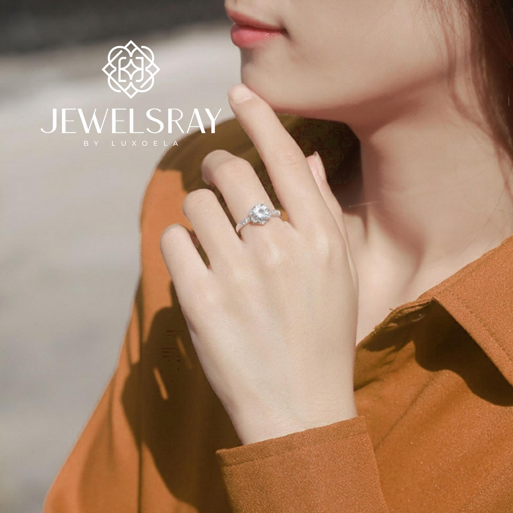 Cincin Kawin Arianell Moissanite Ring Adjustable Diamond Look Lamaran