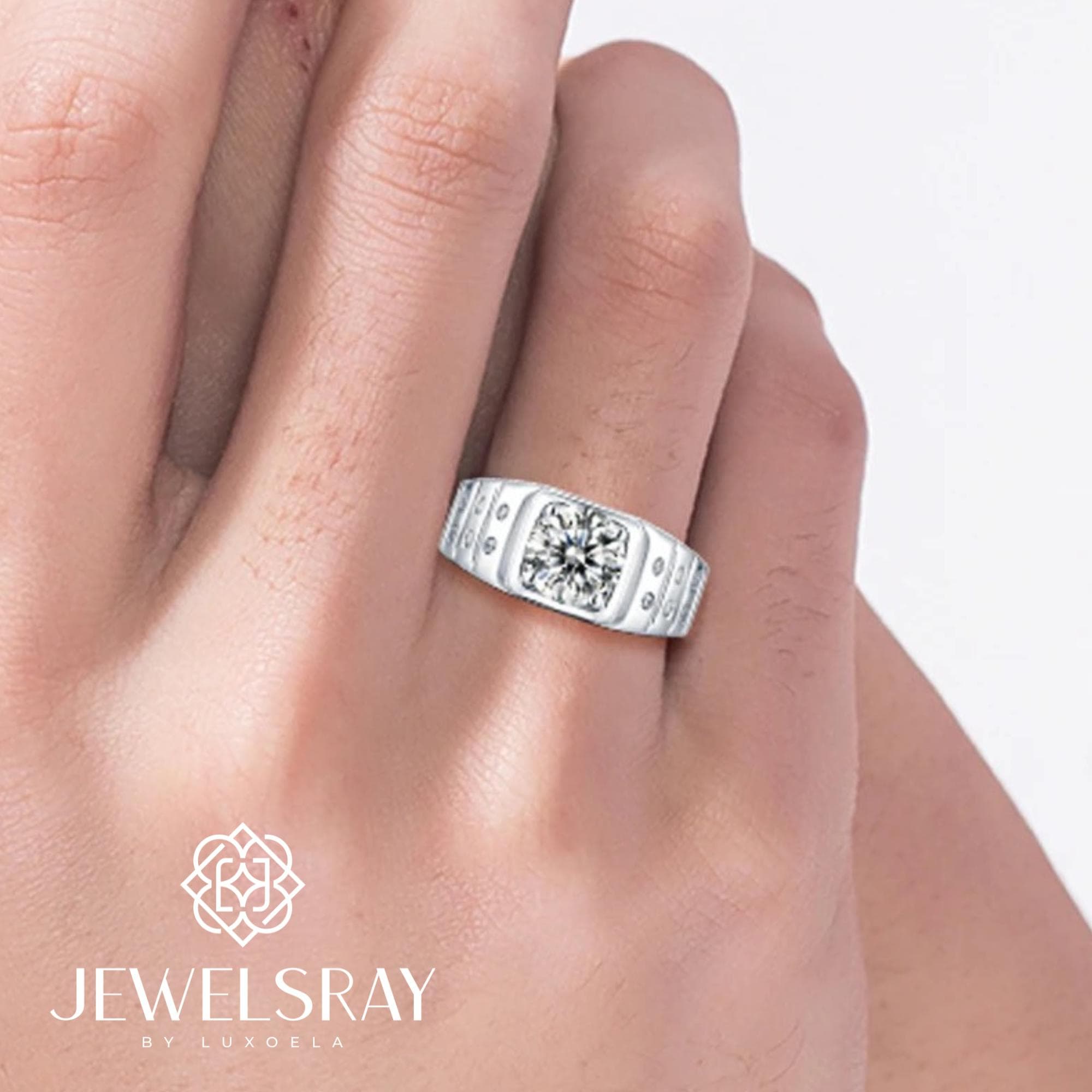 Cincin Pria Noah Moissanite Man Ring Adjustable Elegant Fancy Ring