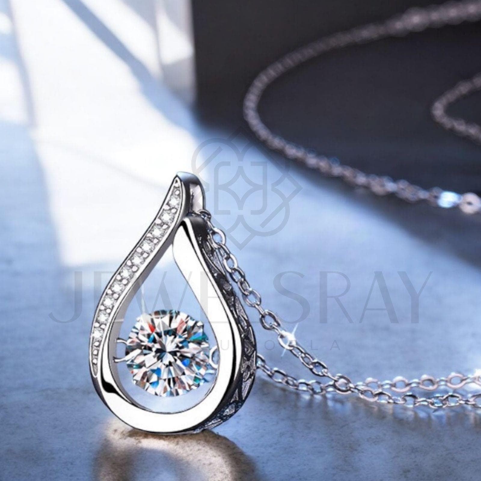 Kalung Water Moissanite Necklace Perhiasan Elegant Fancy Diamond Look Jewelry Kawin Tunangan Wedding Engagement Lamaran Married Bridal Jewelsray Luxoela Intan Permata