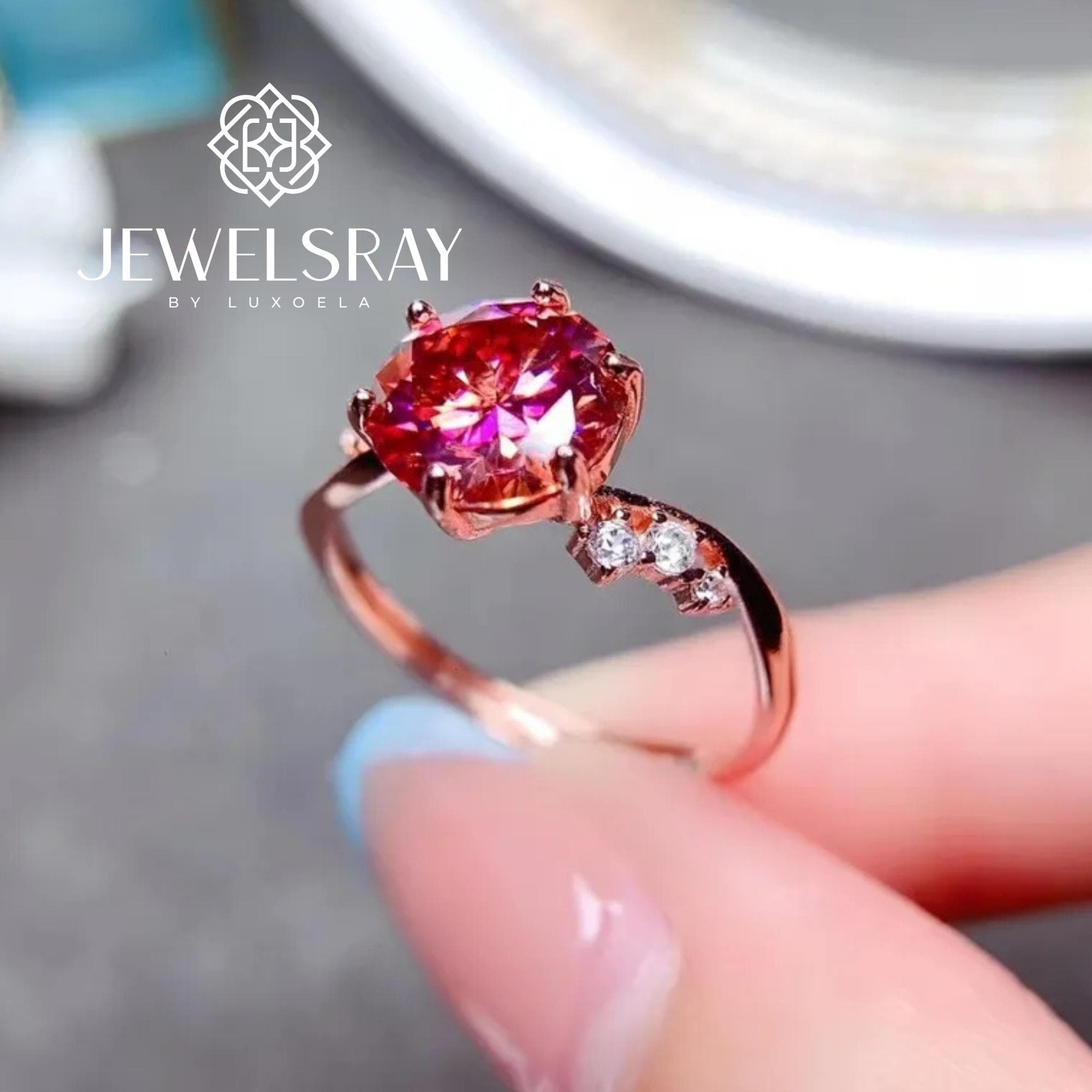 Cincin Kawin Aquilla Moissanite Ring Adjustable Diamond Look Lamaran