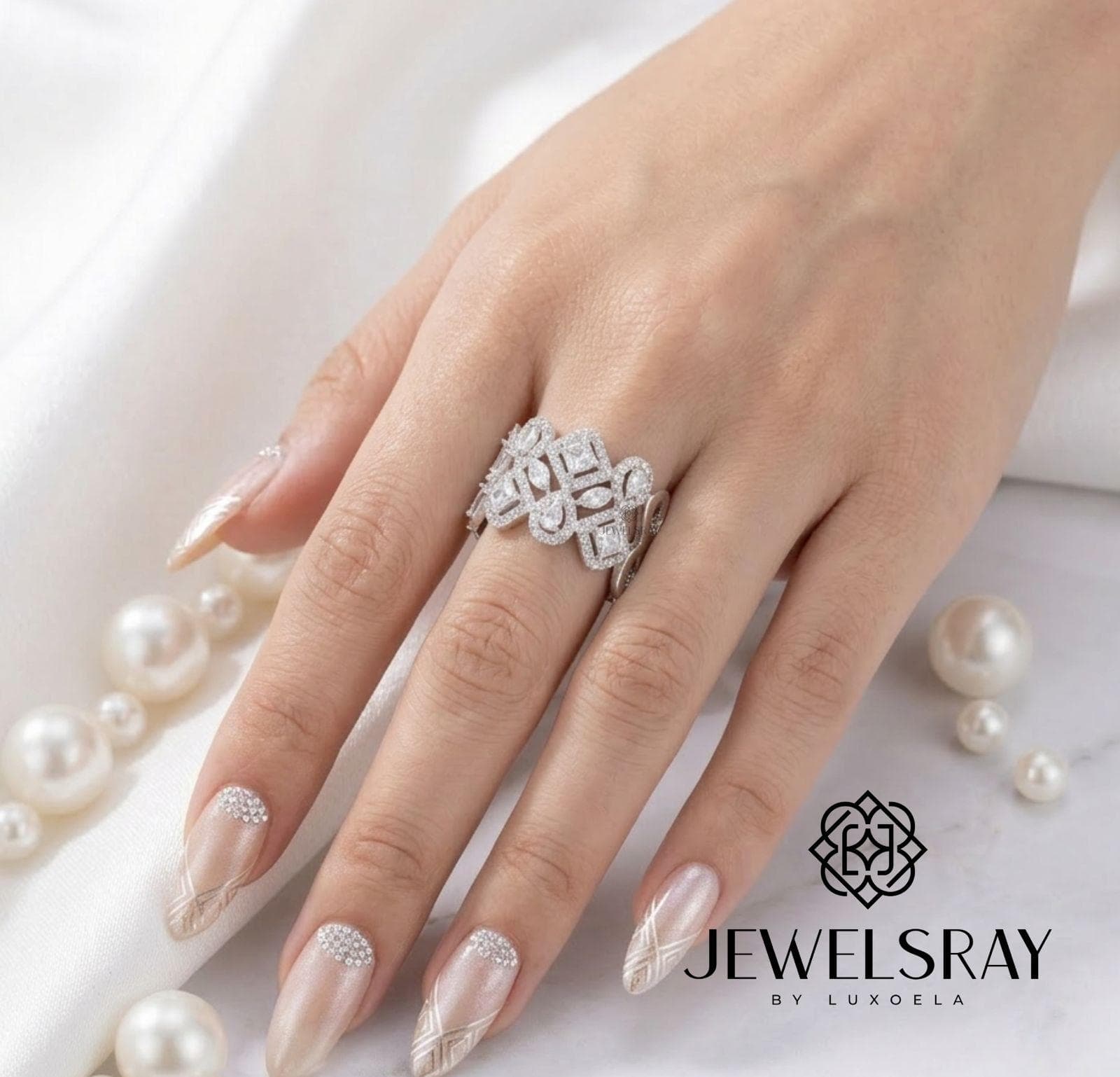 Cincin Pesta Amsterdam Earrings Perhiasan Tunangan Lamaran Kawin Fancy Wedding Elegant Engagement Married Bridal Jewelsray CZ Luxoela