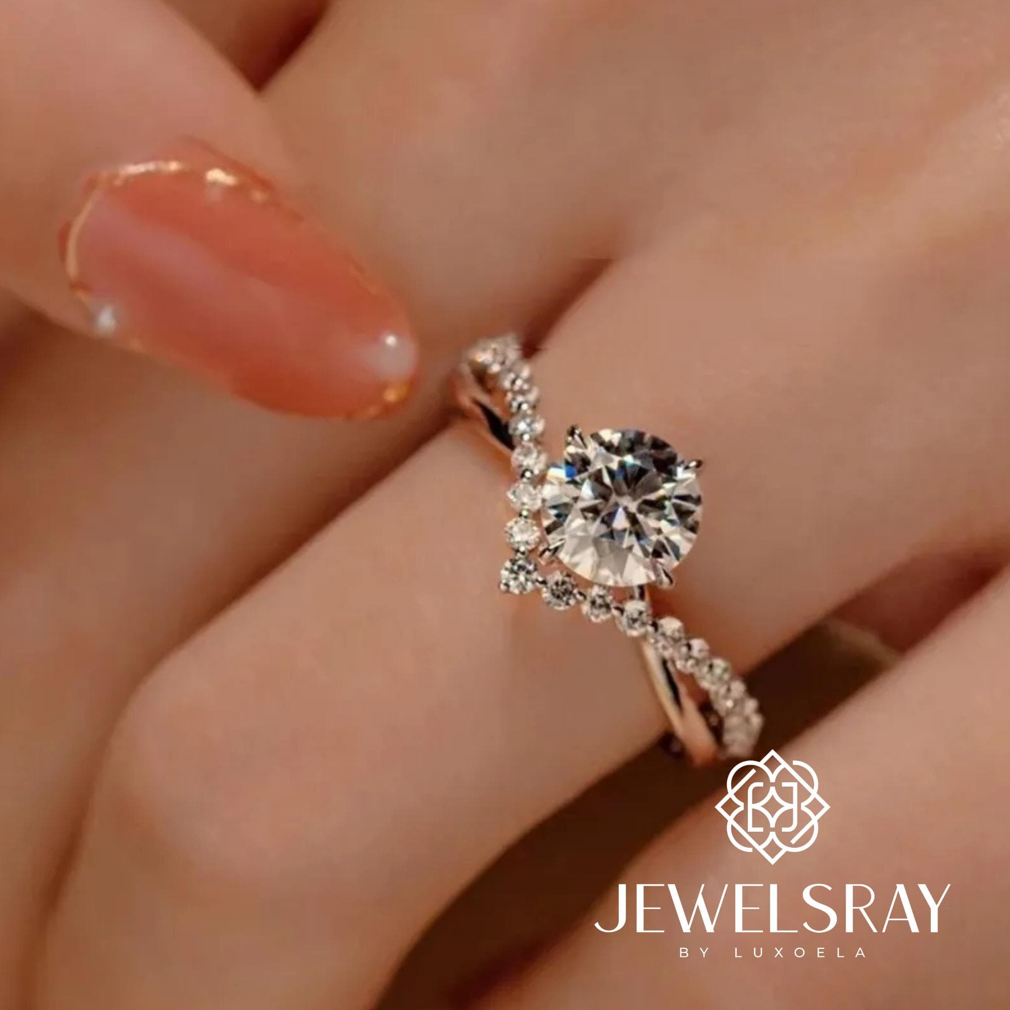 Cincin Hana Moissanite Ring Diamond Look Lamaran Kawin Tunangan