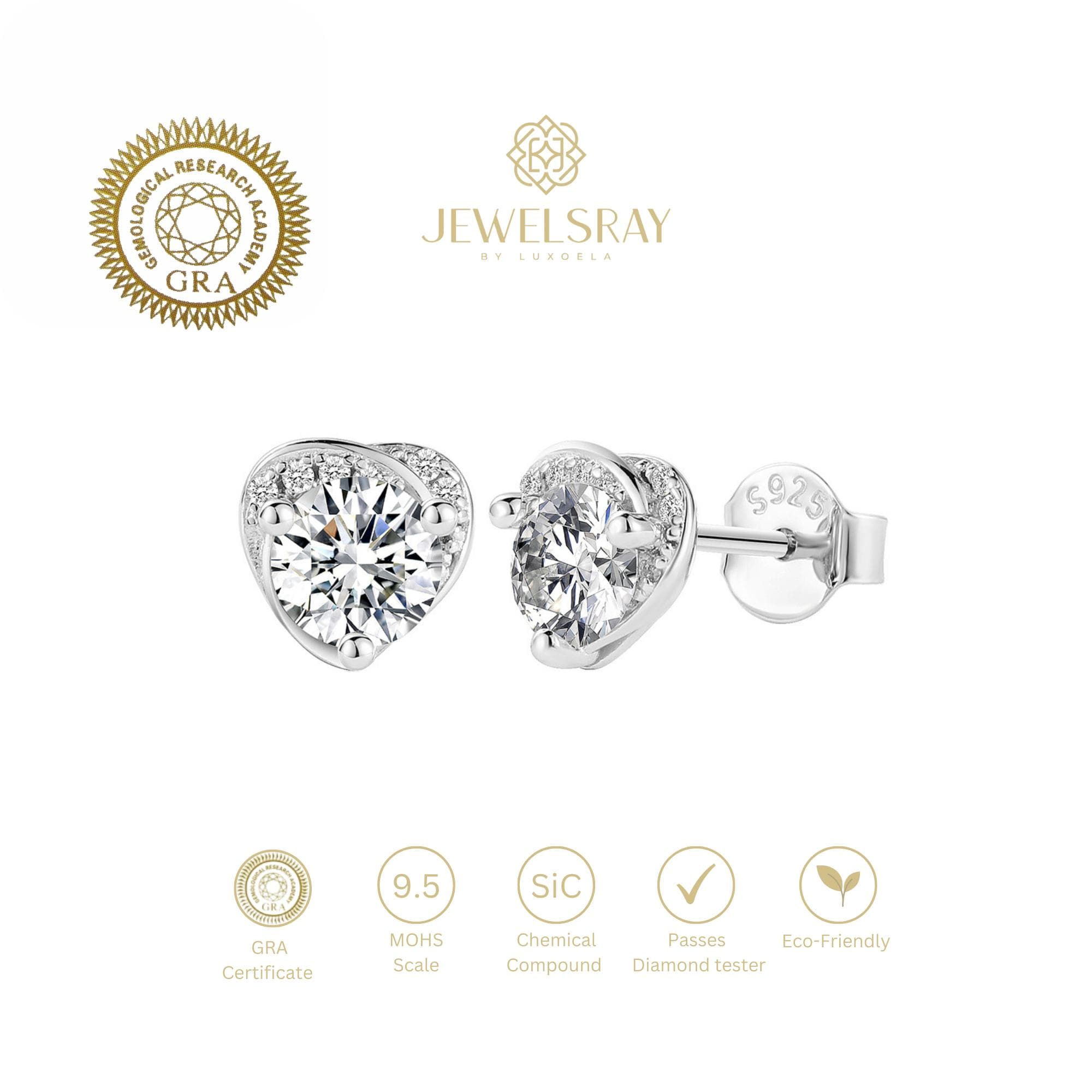 Brice Earrings Moissanite - Diamond Look Anting Berlian Setting Gold