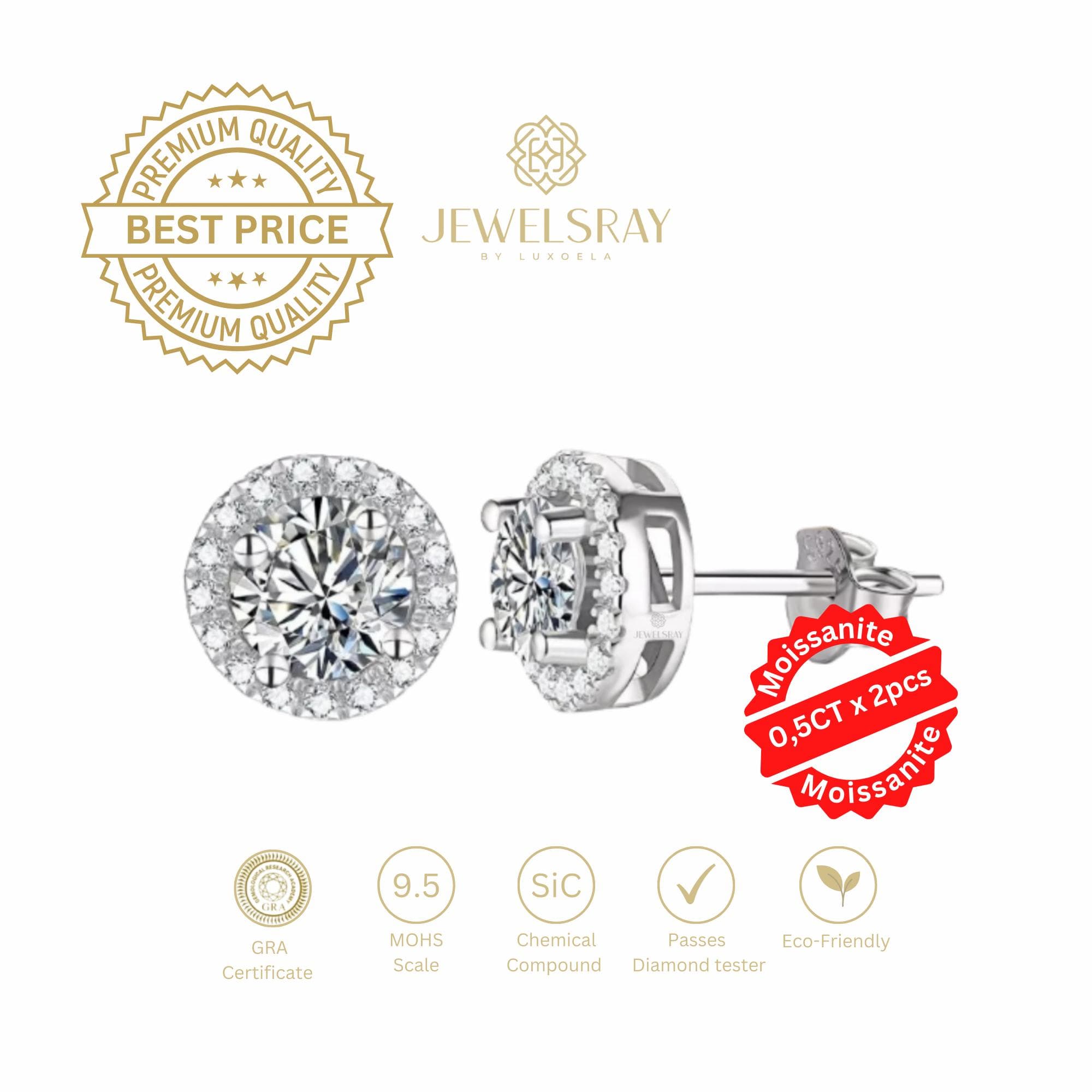 JewelsRay by Luxoela - Hermione Earrings (Moissanite)