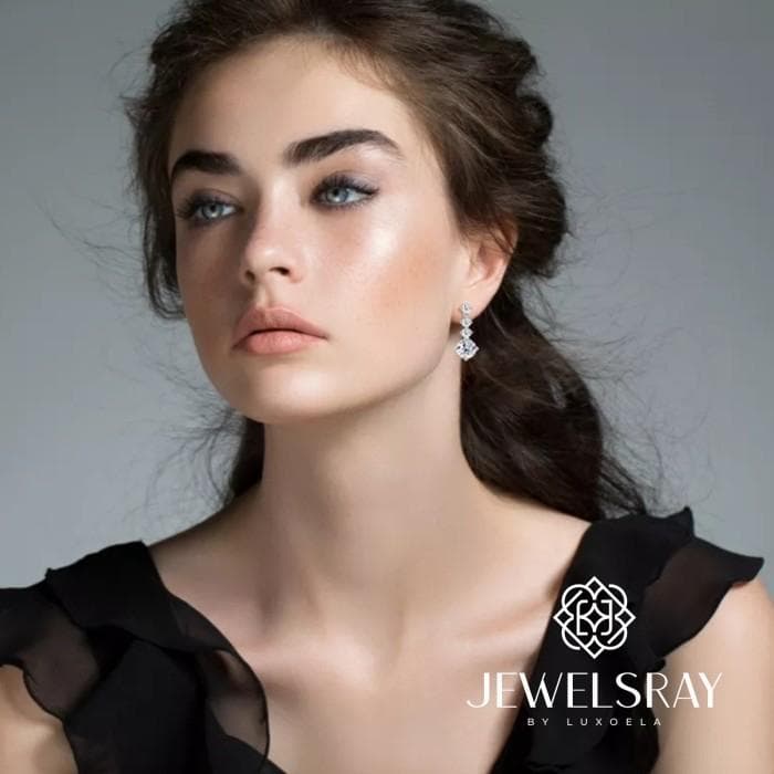 Anting Gillian Lite Earrings Moissanite Anting Diamond Look Tunangan Acara Pesta Pernikahan