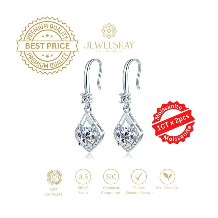 Anting Carlee Moissanite Earring Diamond Look Lamaran Tunangan Kawin