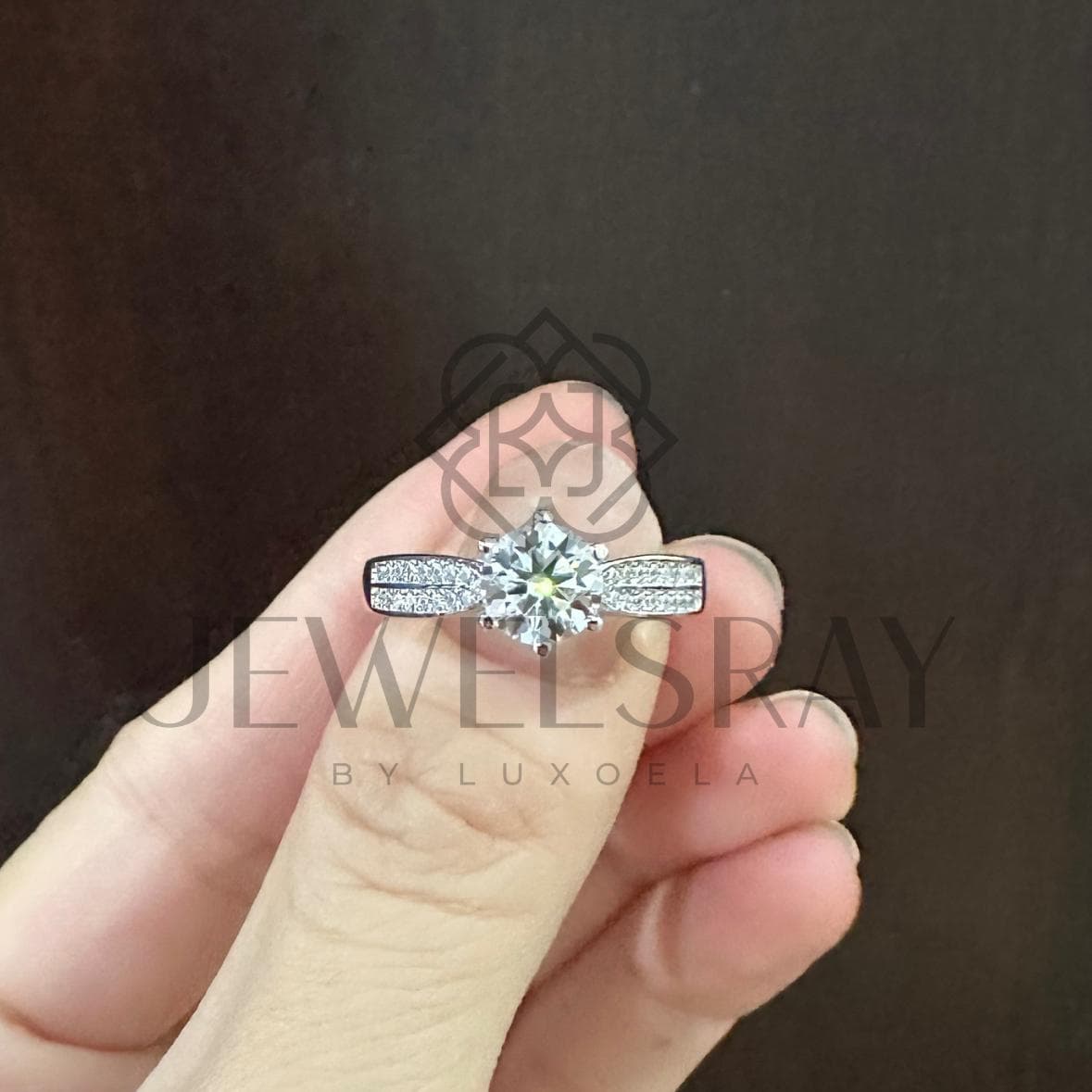 Cincin Kawin Amber Moissanite - Diamond Look Ring Solitaire Adjustable