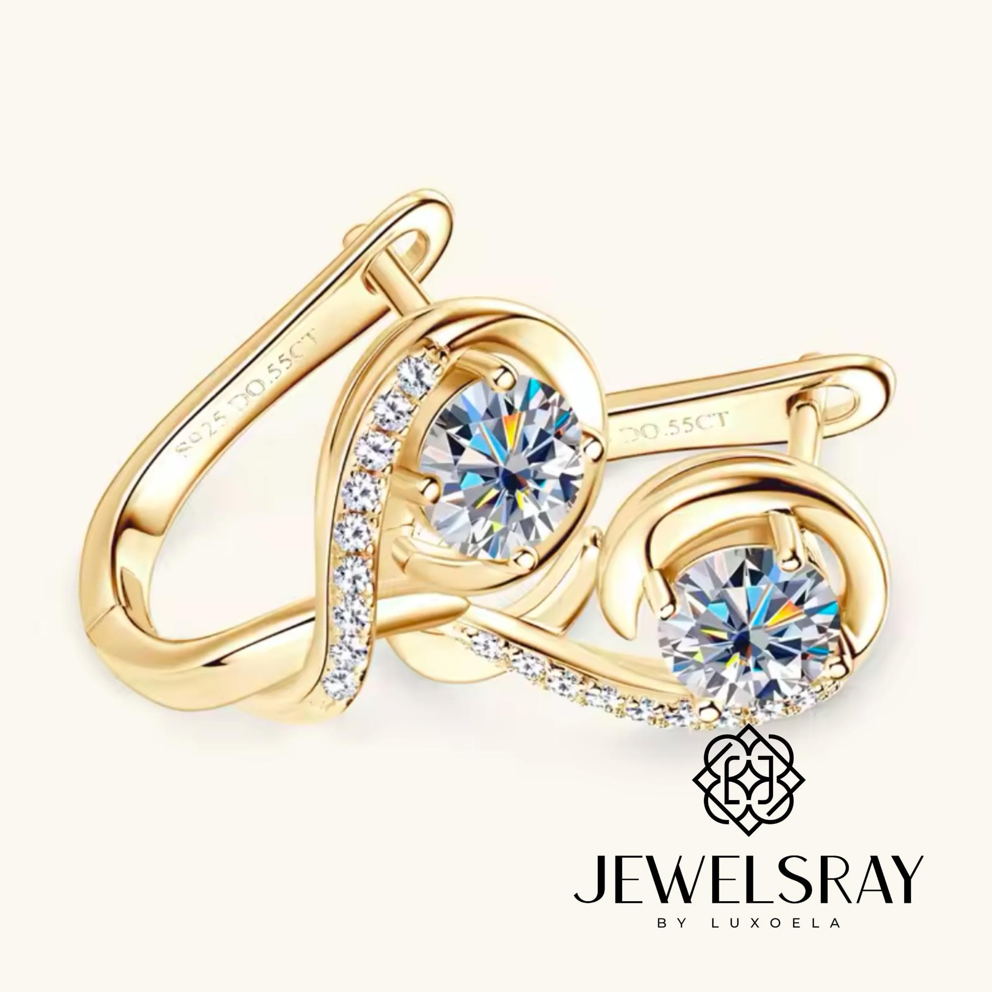 Anting Cadenza Moissanite Earrings 0.5 Carat Perhiasan Elegant Solitaire Fancy Diamond Look Jewelry Kawin Tunangan Wedding Engagement Lamaran Married Bridal Jewelsray Intan Permata Luxoela 0.5 Carat