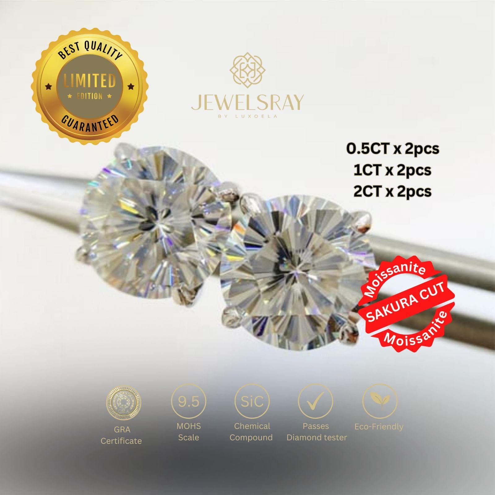 Anting Cherry Blossom Moissanite Sakura Cut Earrings Perhiasan Elegant Fancy Diamond Look Jewelry Kawin Tunangan Wedding Engagement Lamaran Married Bridal Jewelsray Intan Permata Luxoela