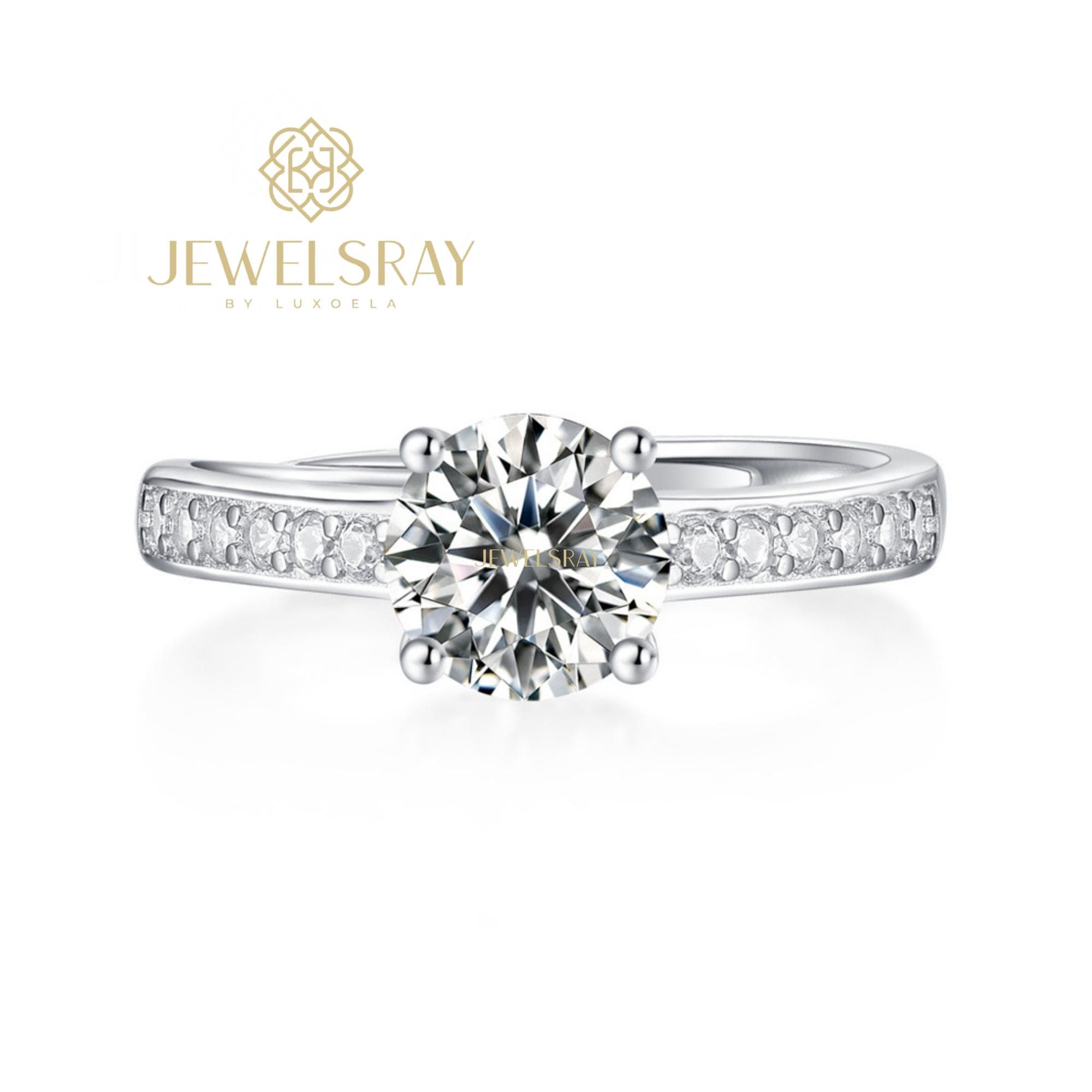 Cincin Kawin Electa Moissanite Ring Adjustable Diamond Look Lamaran