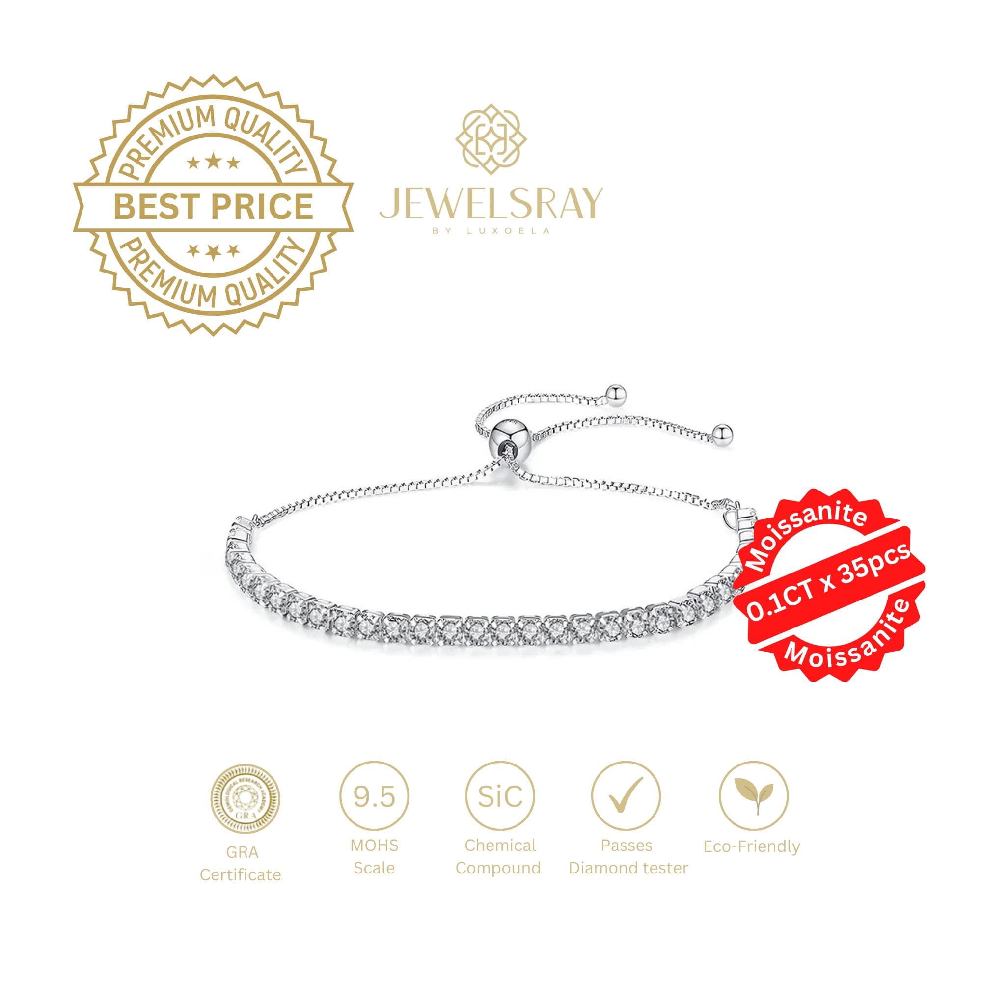 Gelang Tennis Athena Moissanite Bracelet Diamond Look Kawin Tunangan