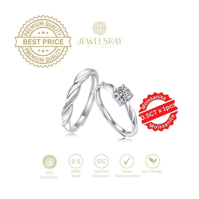 Damari Wedding ring Set Moissanite cincin Diamond Lamaran Kawin Tunangan Couple Set