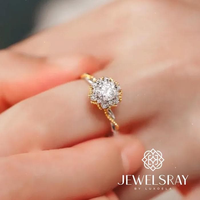 Cincin Kawin Posie Moissanite Ring Adjustable Diamond Look Tunangan