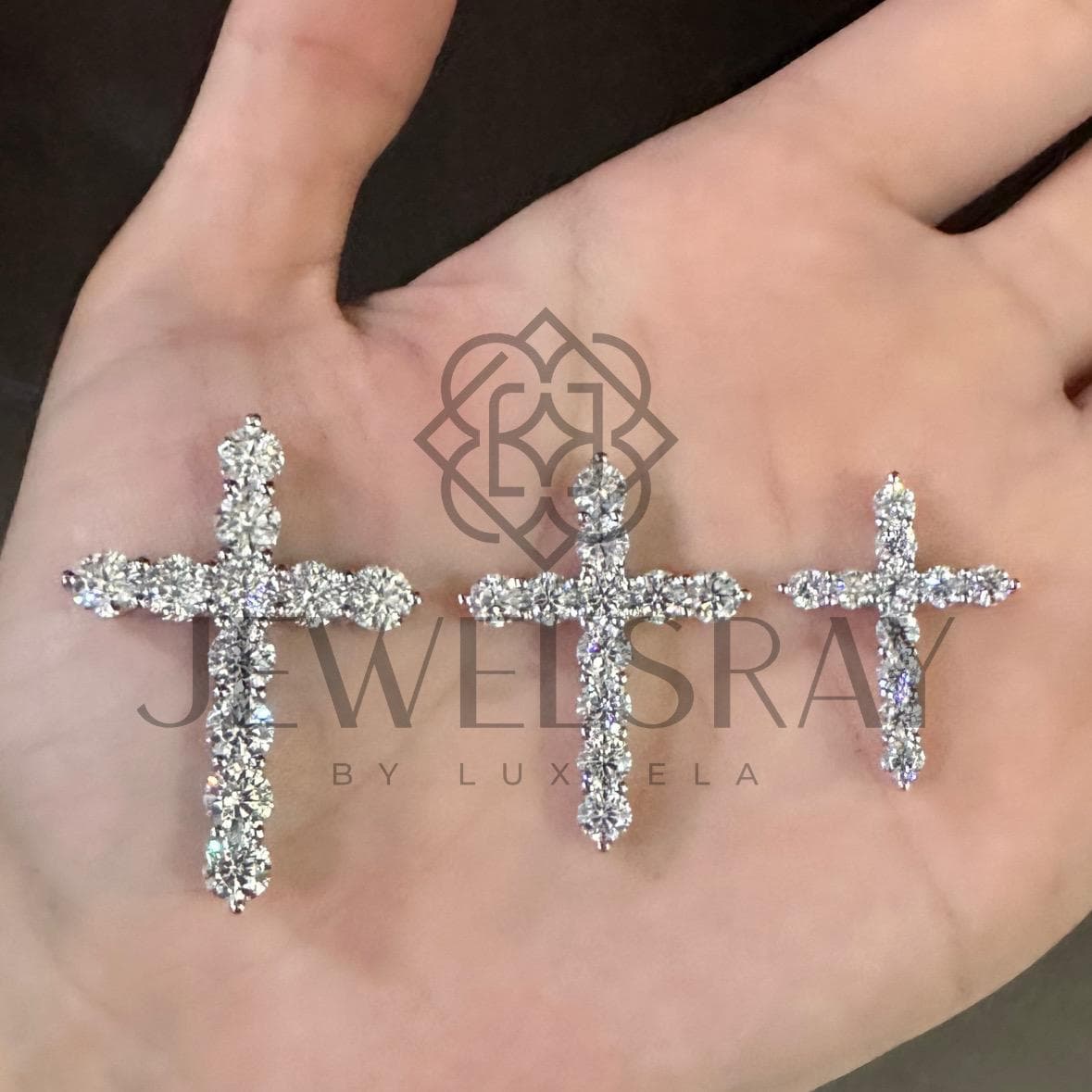 Kalung Salib Moissanite Diamond Look Cross Necklace big size