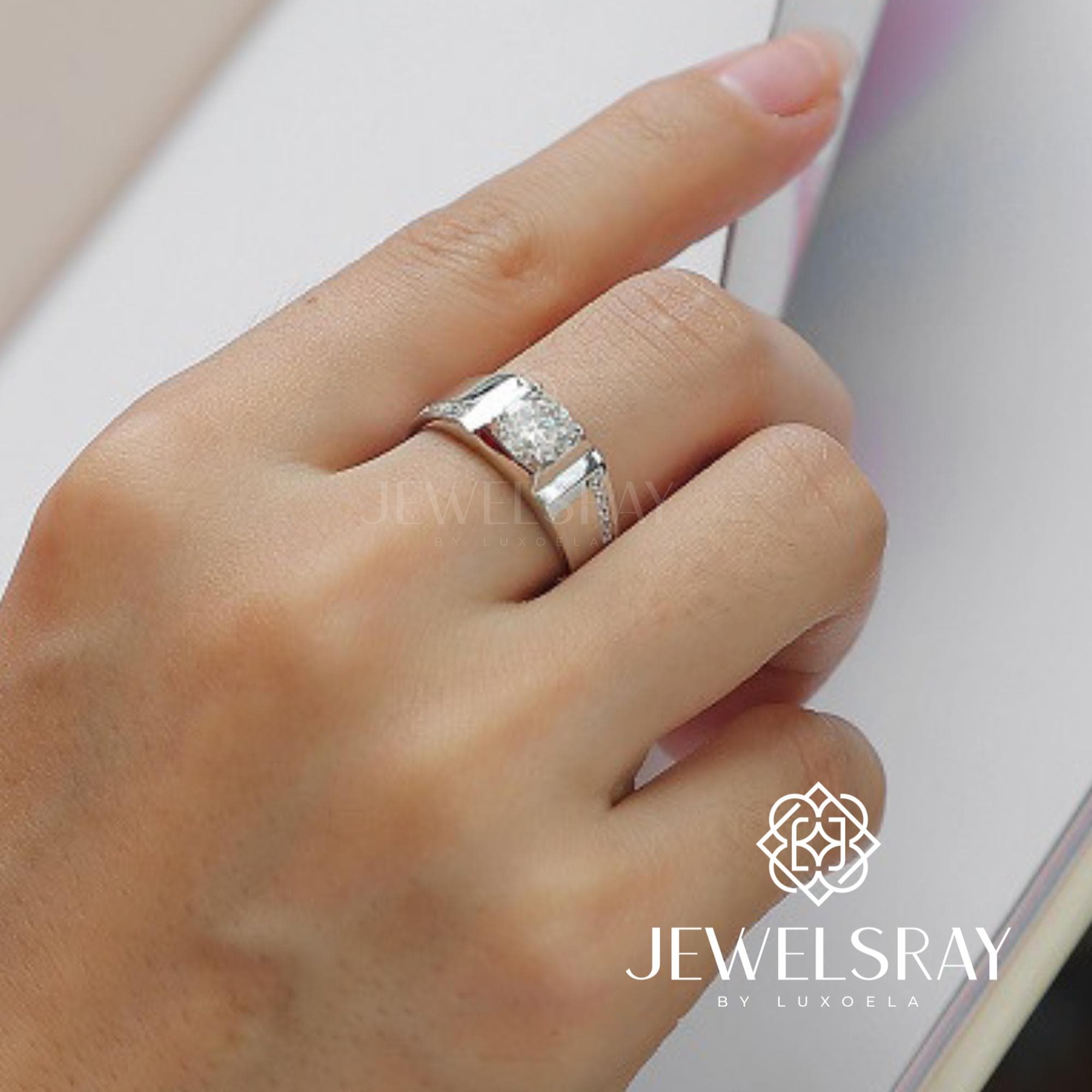 Cincin Pria Andel Moissanite Man Ring Adjustable Elegant Fancy Ring