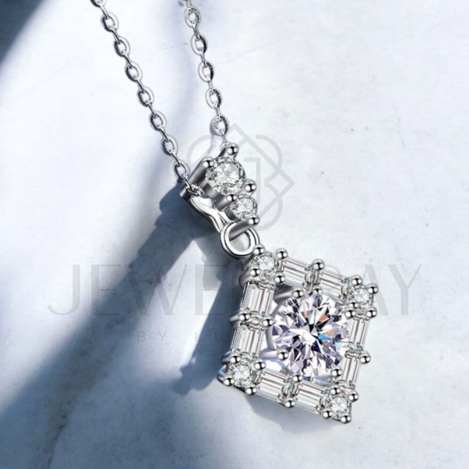 Kalung Diana Moissanite Necklace Perhiasan Elegant Fancy Diamond Look Jewelry Kawin Tunangan Wedding Engagement Lamaran Married Bridal Jewelsray Luxoela Intan Permata