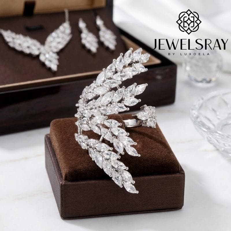 Cincin Pesta Praha Ring Perhiasan Tunangan Lamaran Kawin Fancy Wedding Elegant Engagement Married Bridal Jewelsray CZ Luxoela