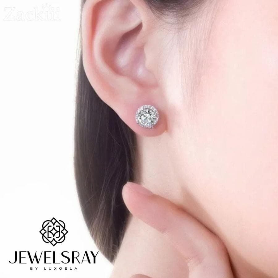 Anting Hermione Moissanite Earrings - Perhiasan Diamond Look 1 Carat