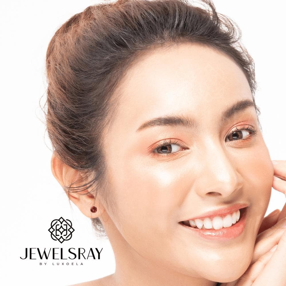 Ruby Earrings - Lab gems permata zircon berlian anting premium merah