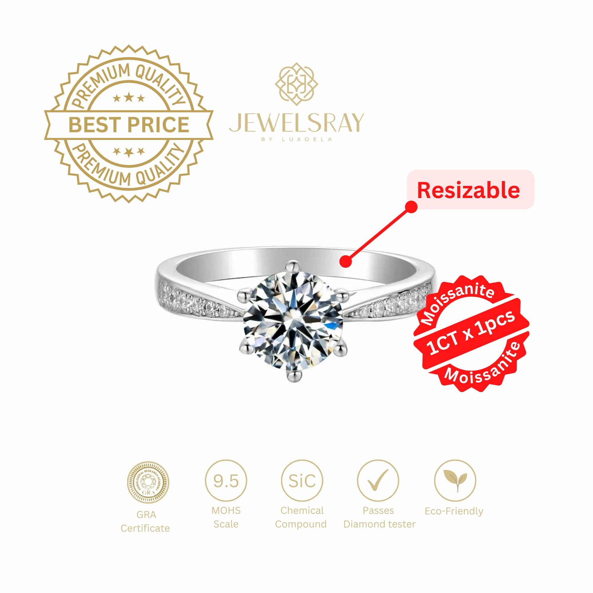 Cincin Tunangan Cerise Moissanite - Wedding Ring Cincin Kawin 1 Carat