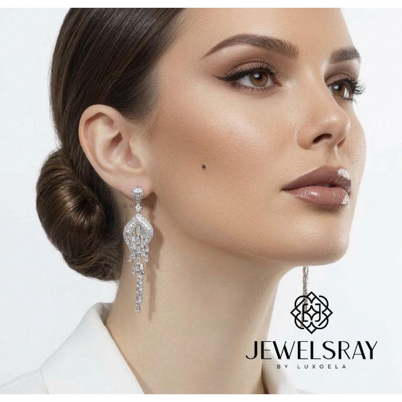 Anting Pesta Luxor Earrings Perhiasan Tunangan Lamaran Kawin Fancy Wedding Elegant Engagement Married Bridal Jewelsray CZ Luxoela
