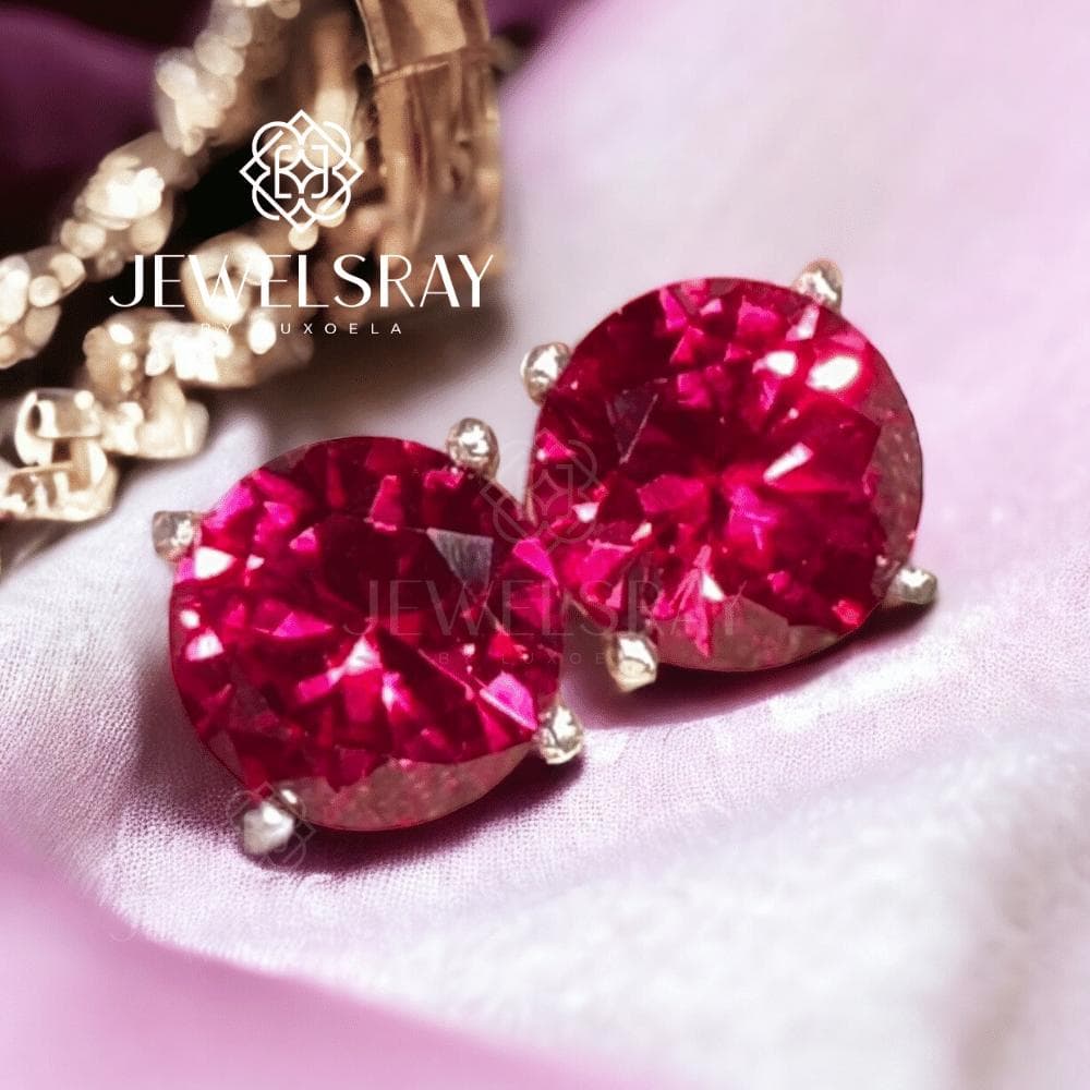 Ruby Earrings - Lab gems permata zircon berlian anting premium merah
