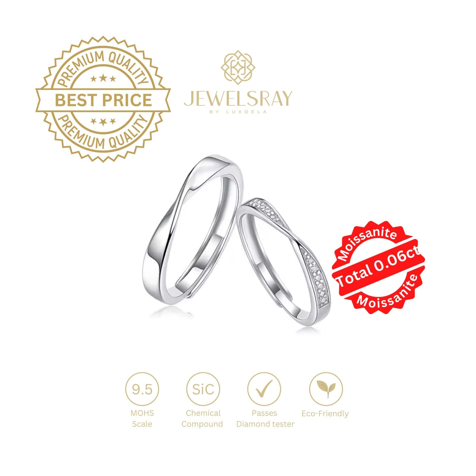 Skylar Wedding ring Set Moissanite cincin Diamond Lamaran Kawin Tunangan Couple Set