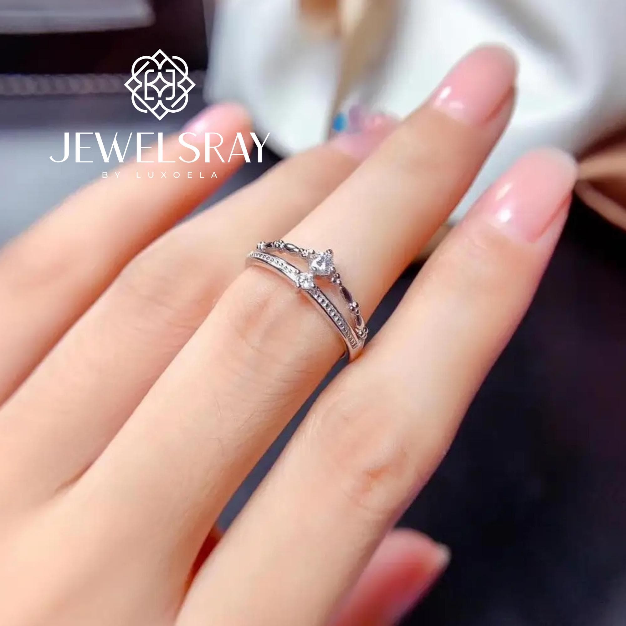 Cincin Kawin Estrella Moissanite Ring Adjustable Diamond Look Lamaran