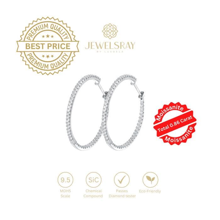 Anting Riva Moissanite Earrings Diamond Look Hoops