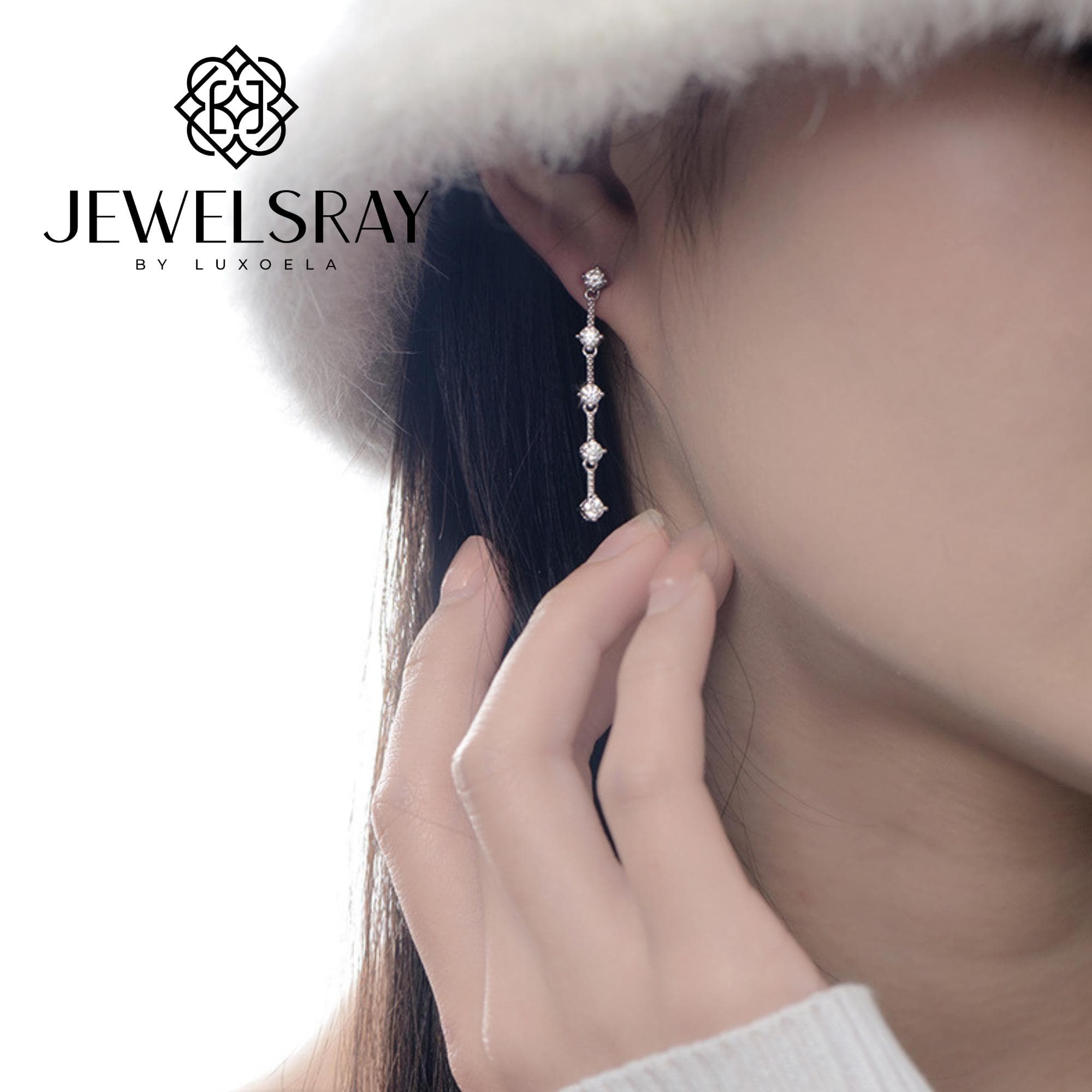 Anting Long Darcie Moissanite Earring Diamond Look Lamaran kawin