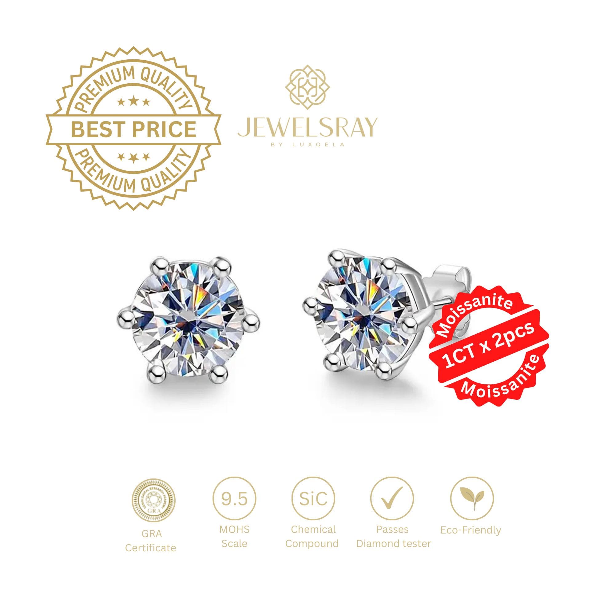 Jewelsray Eleanor Earrings Anting Diamond look Perhiasan Permata