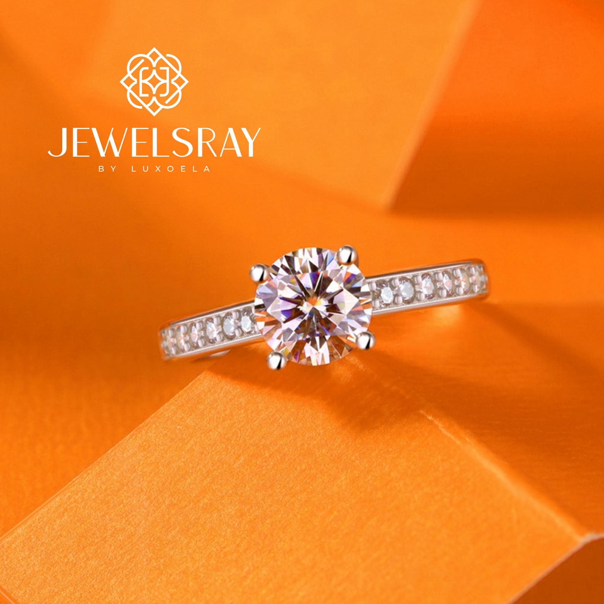 Cincin Kawin Electa Moissanite Ring Adjustable Diamond Look Lamaran