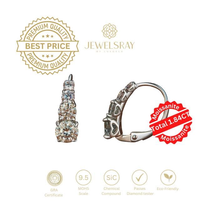 Anting Esme Moissanite Earring Diamond Look Lamaran tunangan kawin