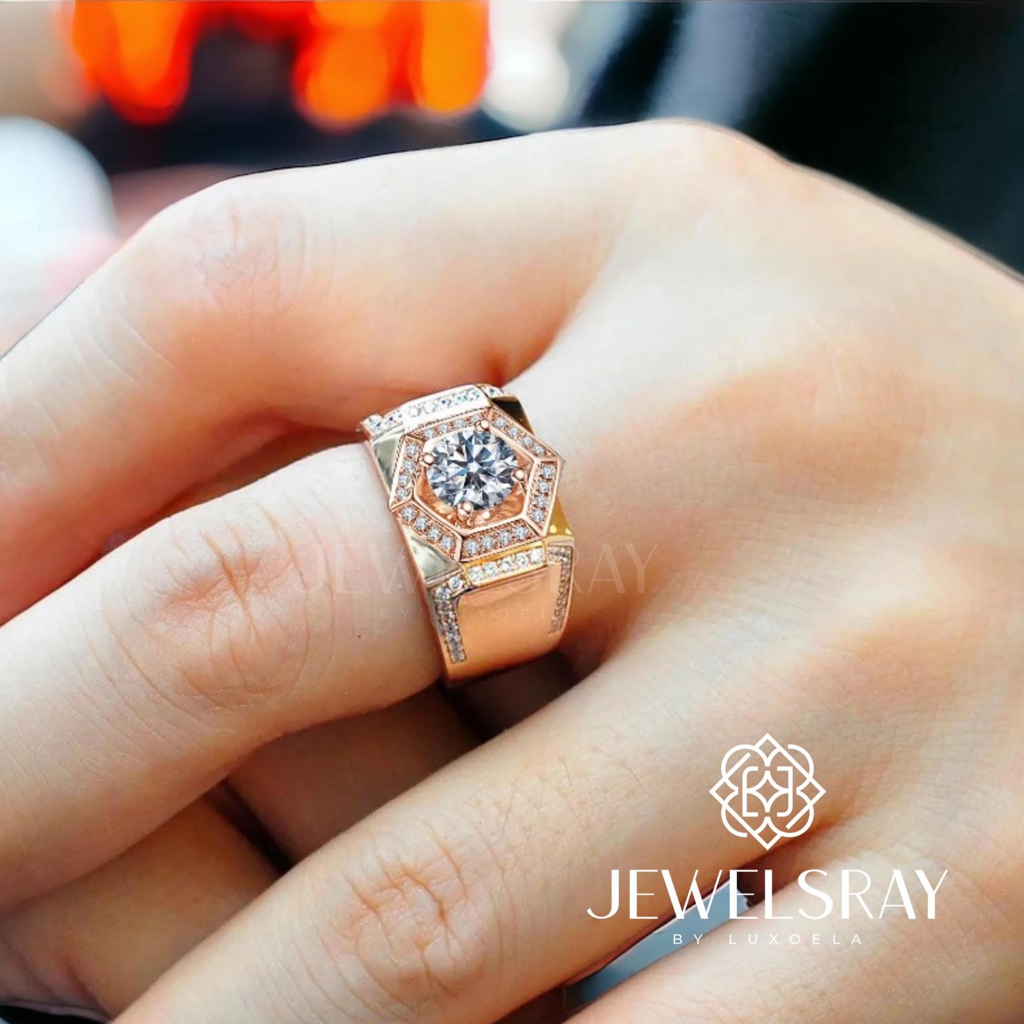 Cincin Pria Agon Moissanite Man Ring Adjustable Elegant Fancy Ring