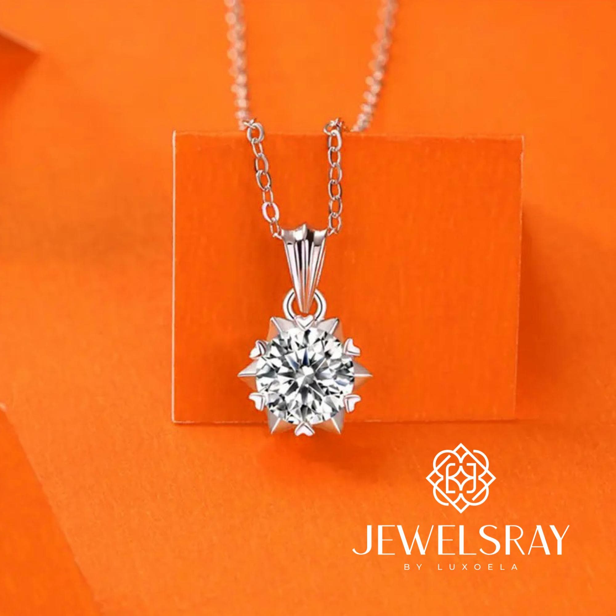 Kalung Ashley Moissanite Necklace Diamond Look Solitaire Kawin Bridal