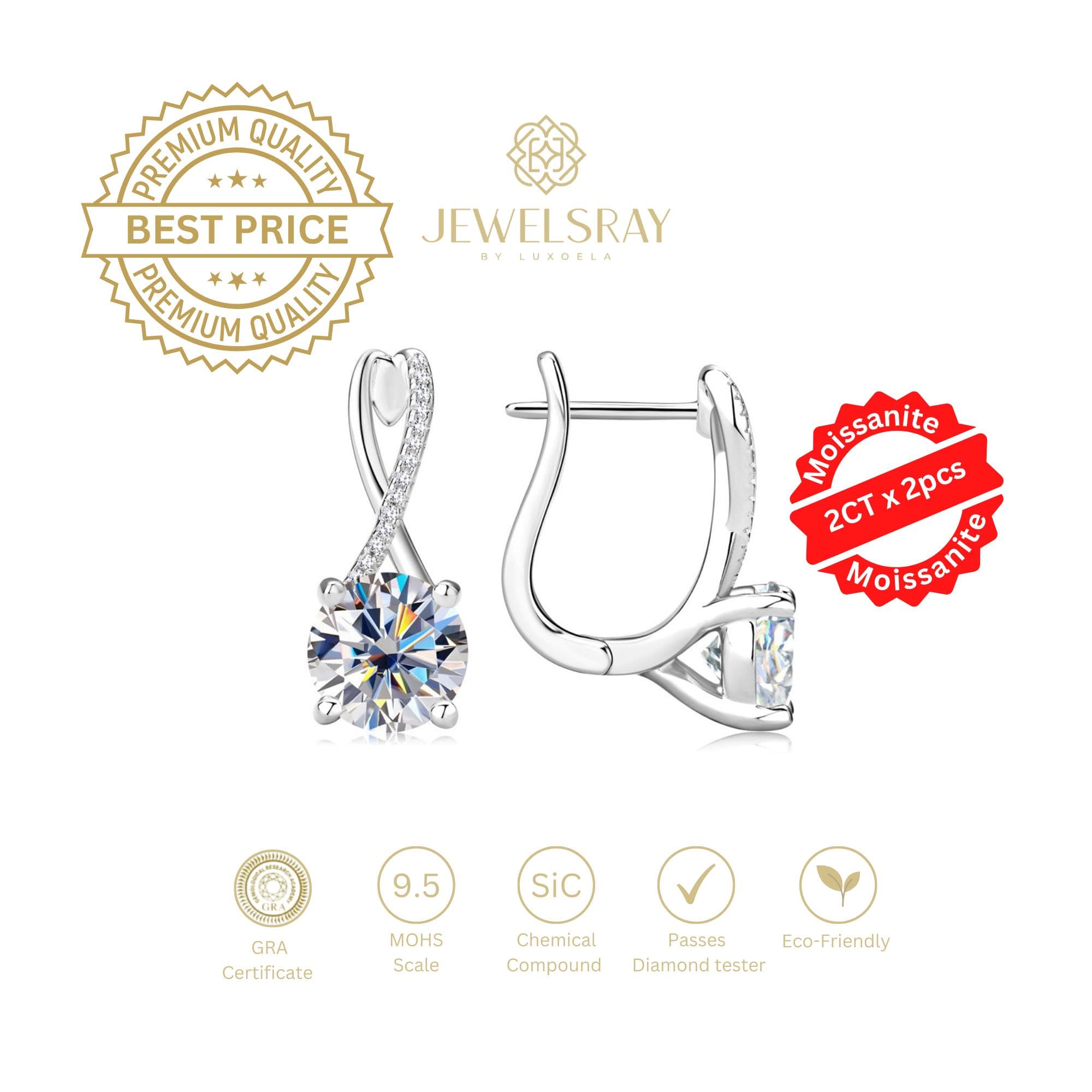 Anting Otto Moissanite Earrings Diamond Look Lamaran Kawin Tunangan