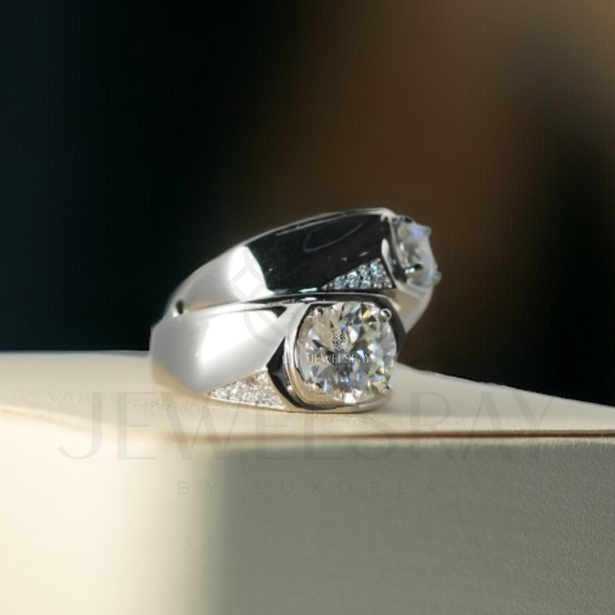 Cincin Pria Philip Moissanite Man Ring Adjustable Elegant Fancy Ring