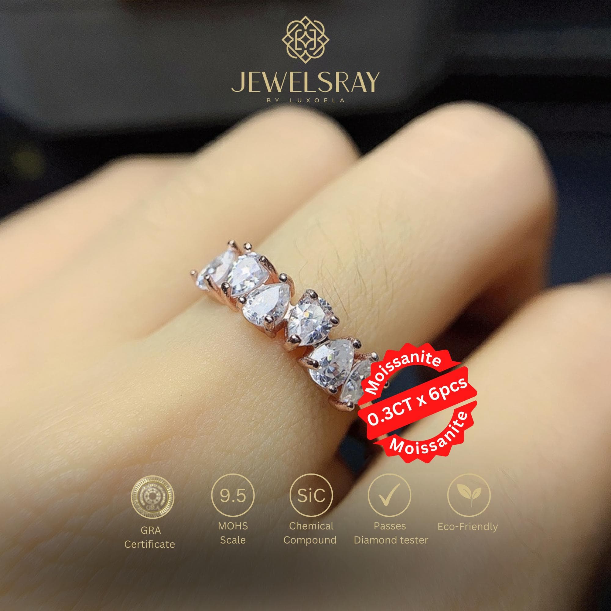 Cincin Kawin Tylie Moissanite Ring Pear Cut Diamond Look Lamaran