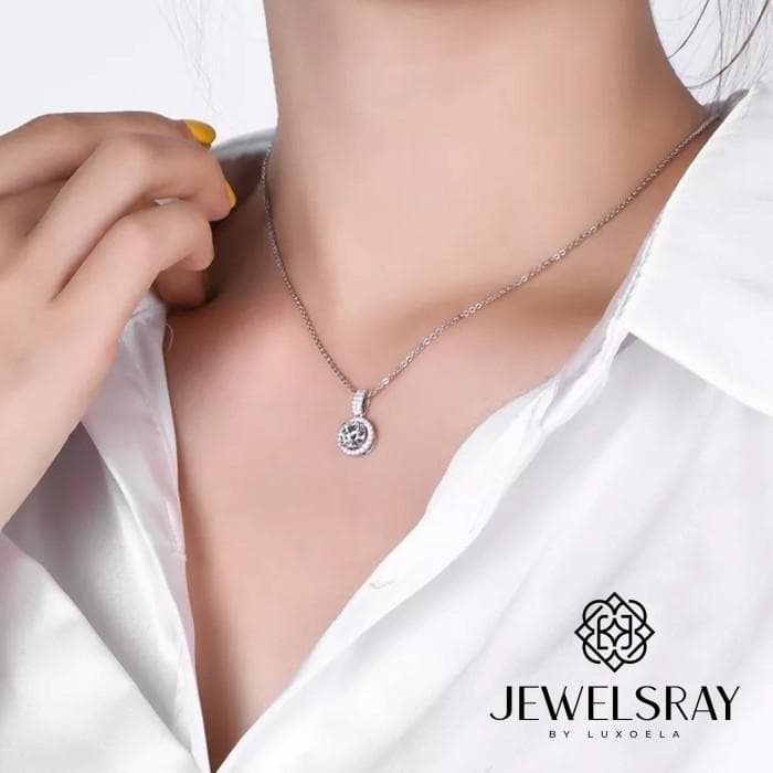 Quinn Necklace 3 Carat Moissanite Diamond settinf Sertifikat GRA kalung berlian setting