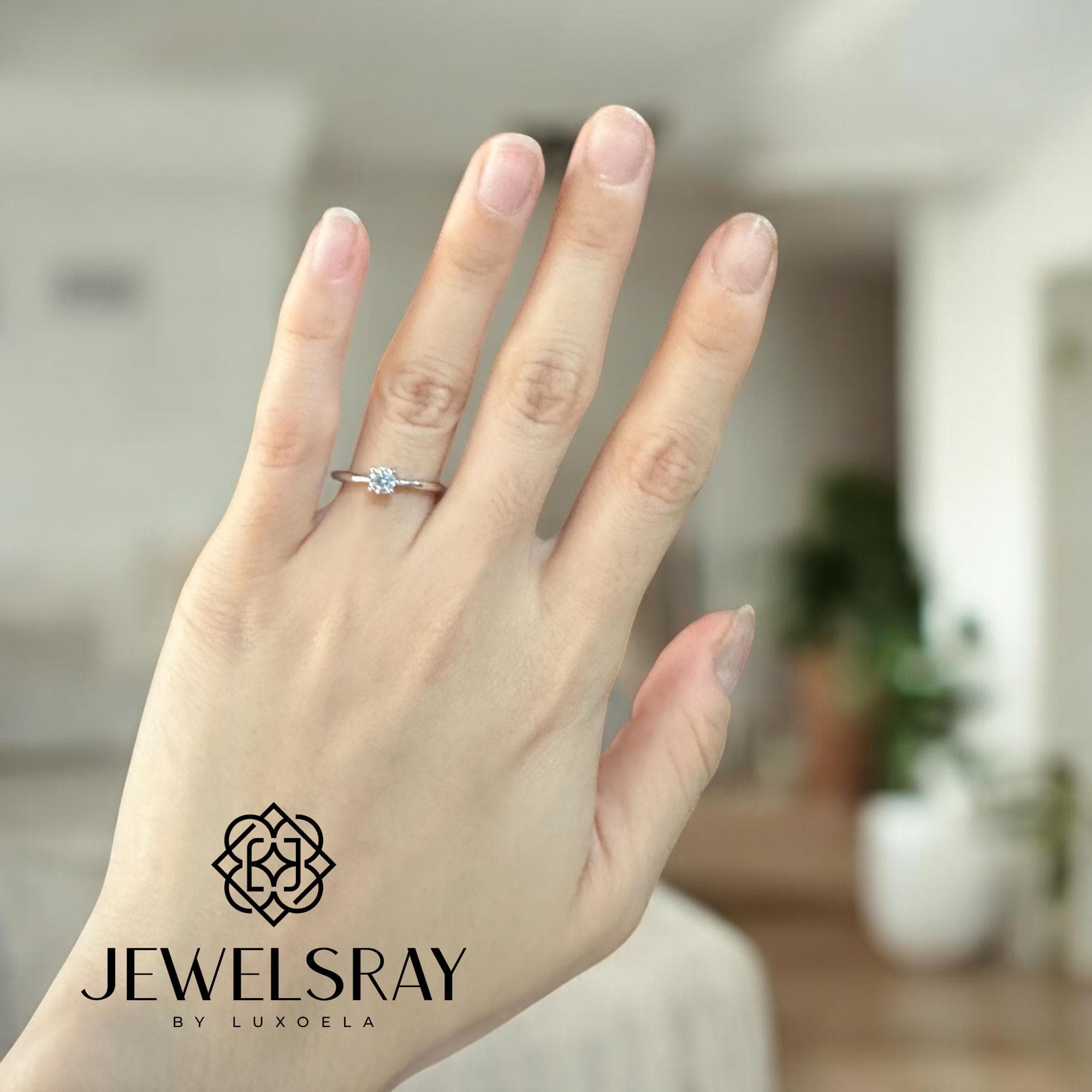 Cincin Kawin Mini Blaine Moissanite Solitaire Wedding Ring Cincin Tunangan