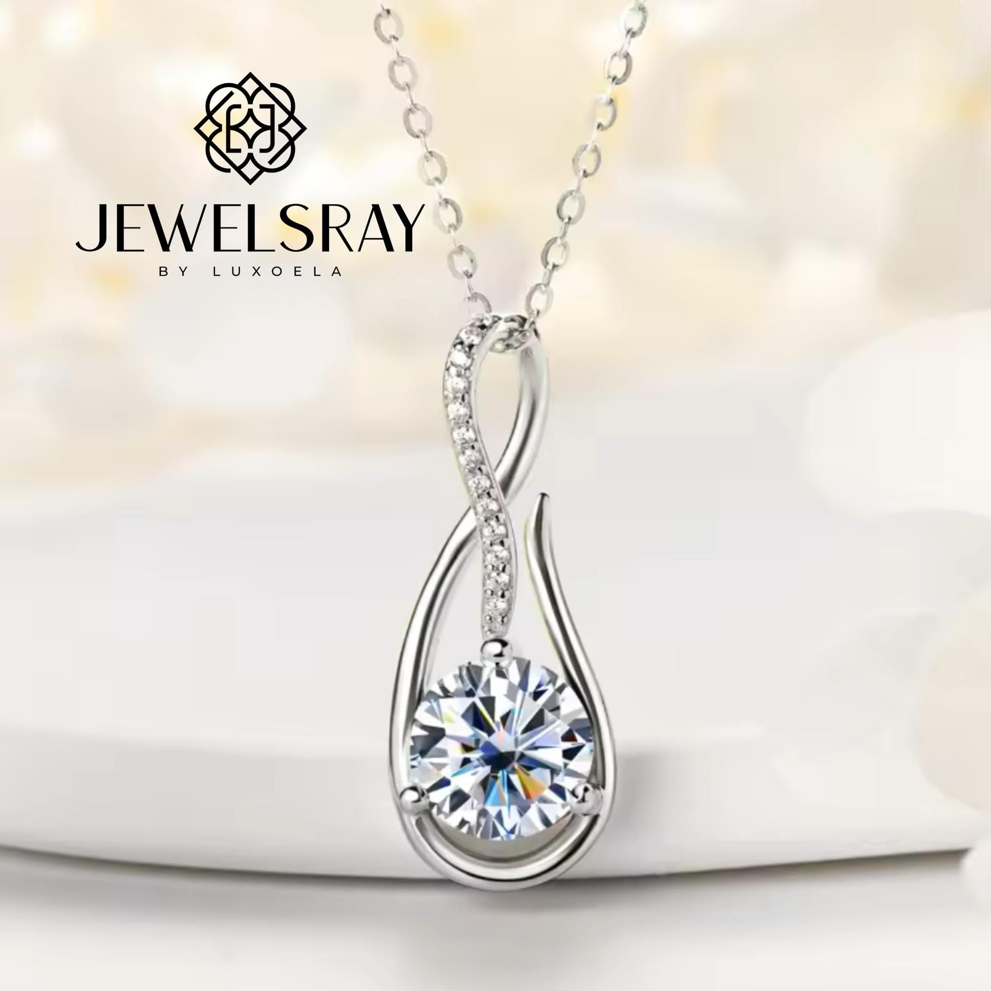 Carmine Necklace - Moissanite Necklace Diamond Look Lamaran Kawin Tunangan