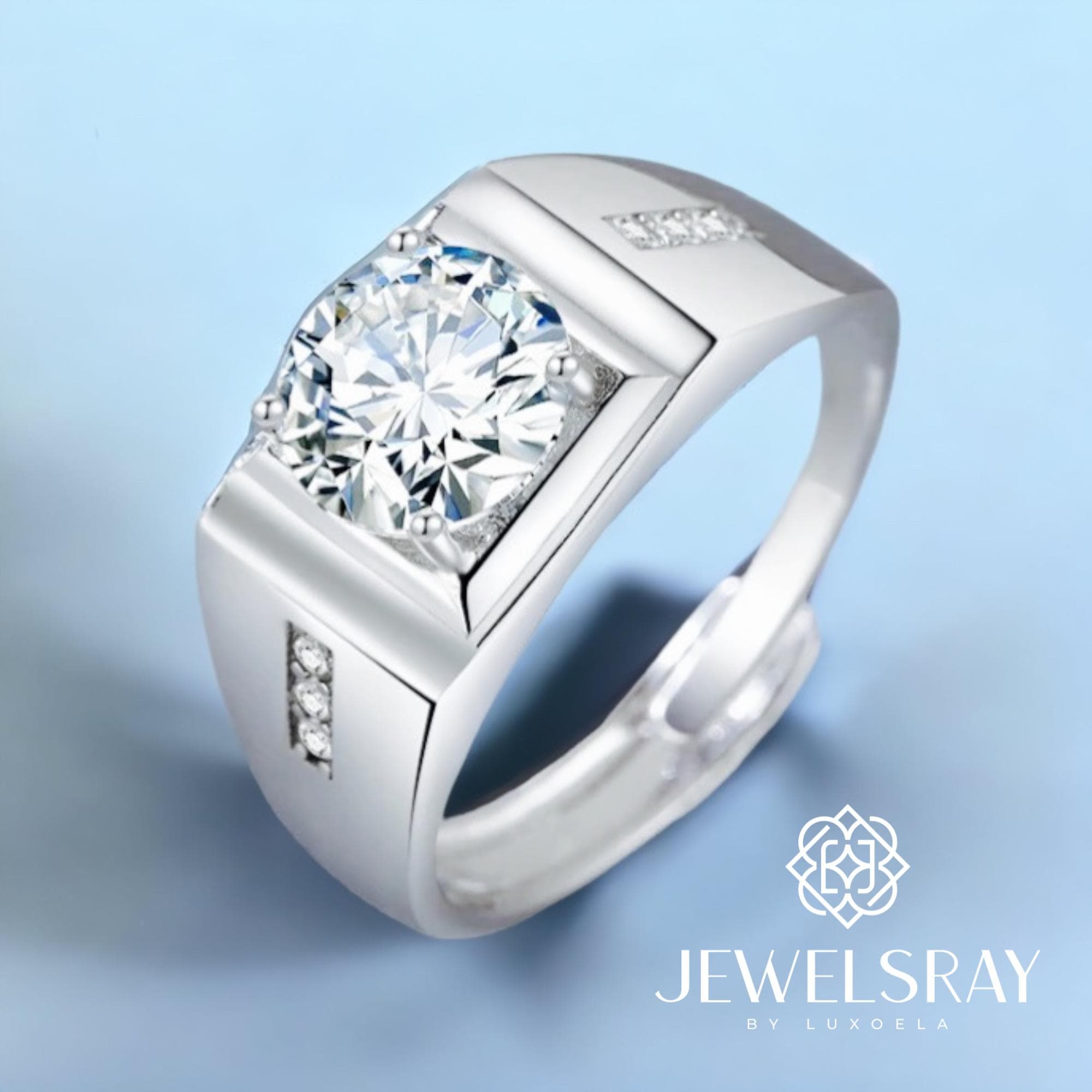 Cincin Pria Lavon Moissanite Man Ring Adjustable Elegant Fancy Ring