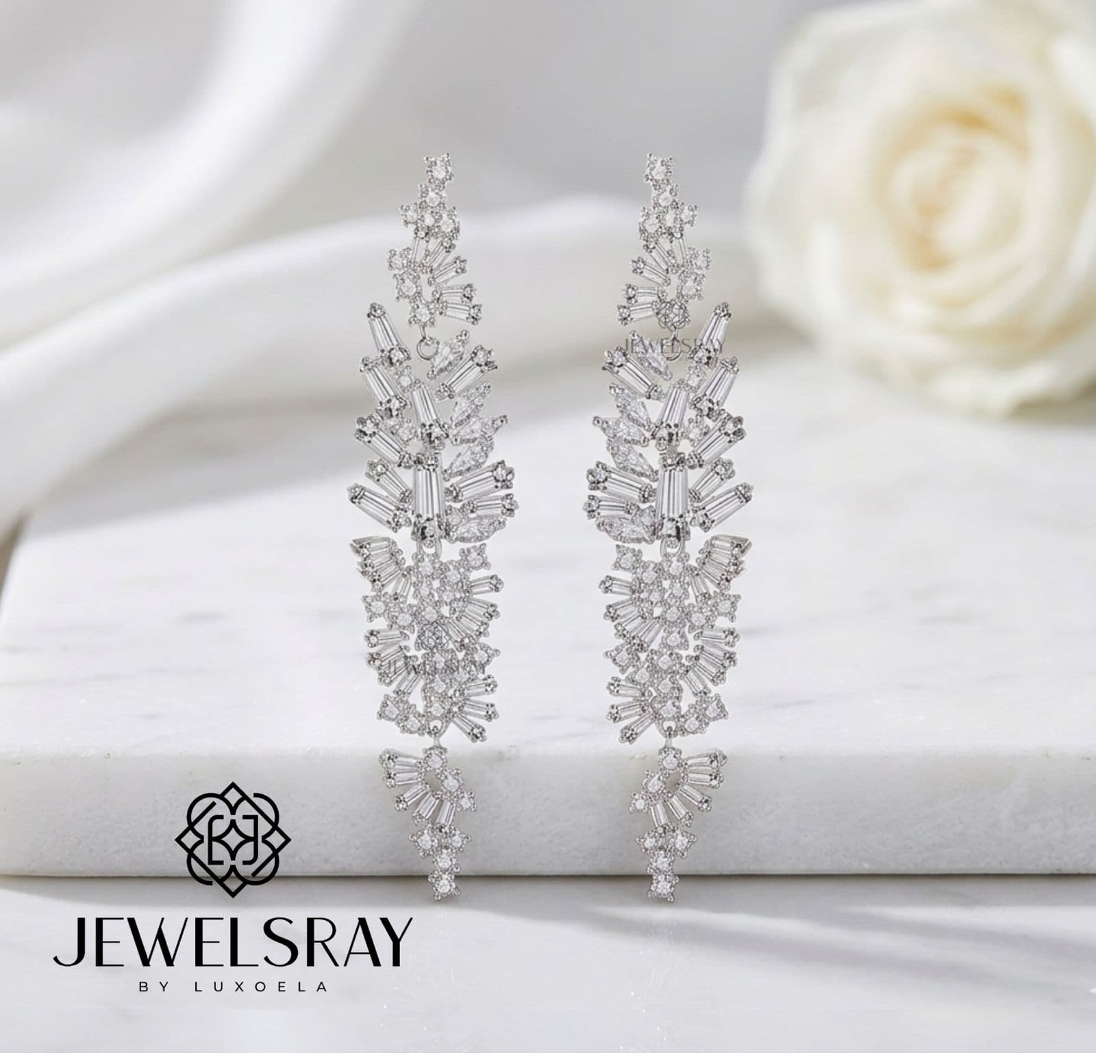 Anting Pesta Gyeongju Earrings Perhiasan Tunangan Lamaran Kawin Fancy Wedding Elegant Engagement Married Bridal Jewelsray CZ Luxoela