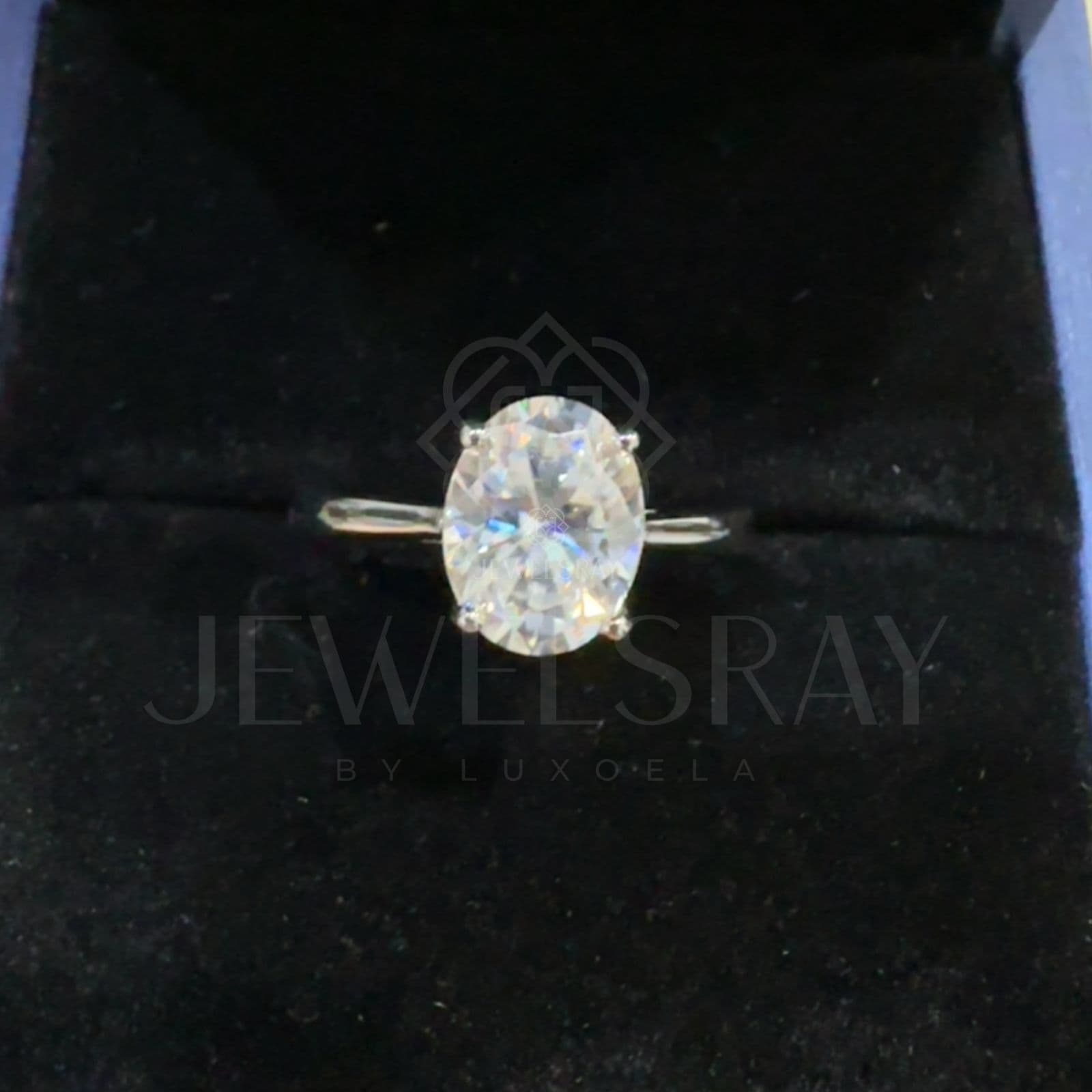 Cincin Diva Classic Oval Ring Moissanite 2 ct Diamond Look Jewelsray