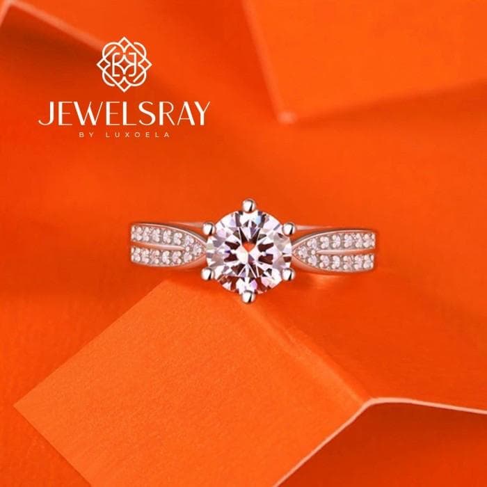 Cincin Kawin Amber Moissanite - Diamond Look Ring Solitaire Adjustable